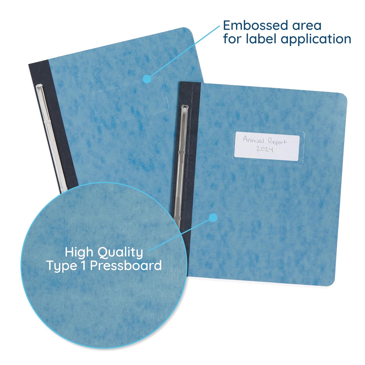 25 Blue Summit Supplies Pressboard Report Cover, Light Blue Business Report Covers, Pressboard Binder 8.5x11, Letter Size Report Binder, 25 Pack, 3'' Capacity