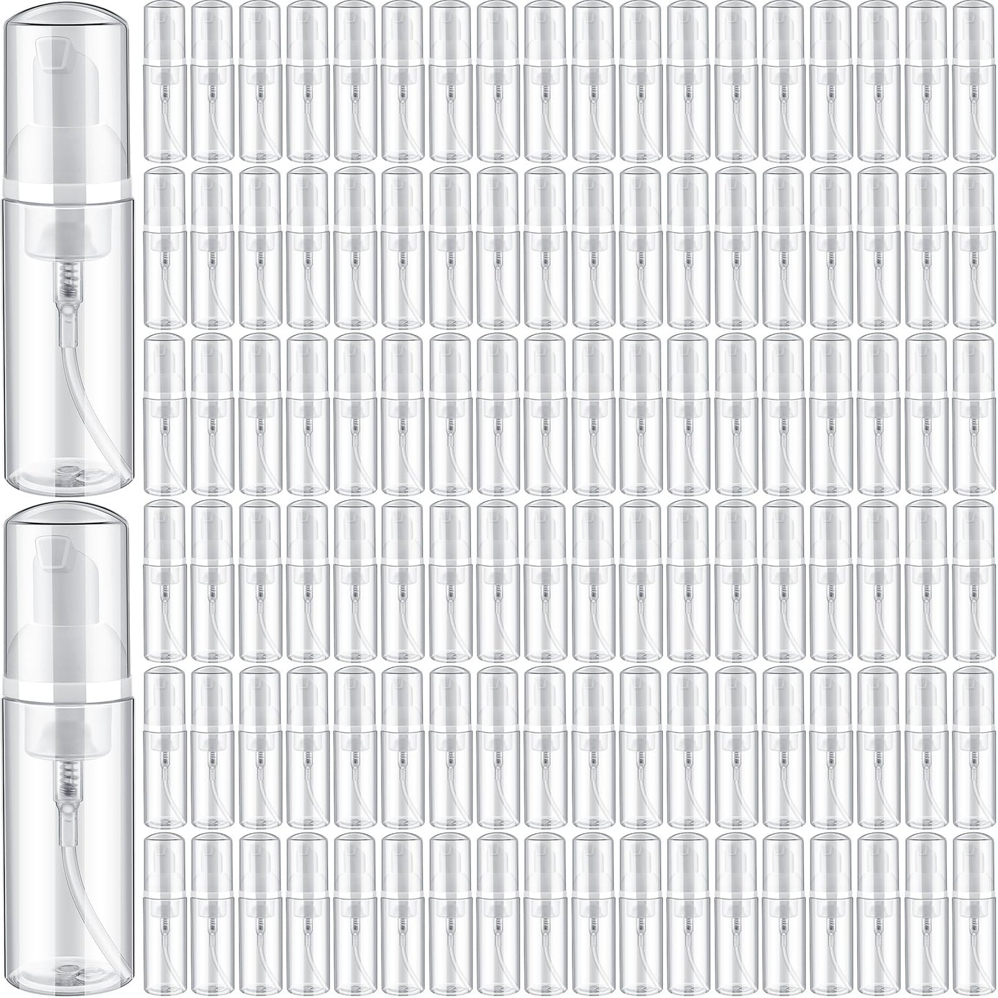 Dandat 120 Pcs Empty Foam Pump Bottles Bulk 2oz/60ml Mini Plastic Refillable Soap Dispenser Bottles for Shampoo Lotion Lash Cleanser Foaming Travel Cleaning Cosmetic