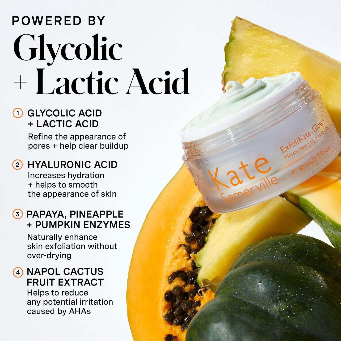 Kate Somerville ExfoliKate Glow Moisturizer – Clinically Formulated Daily Face Cream – Gently Exfoliating and Hydrating, 1.7 Fl Oz
