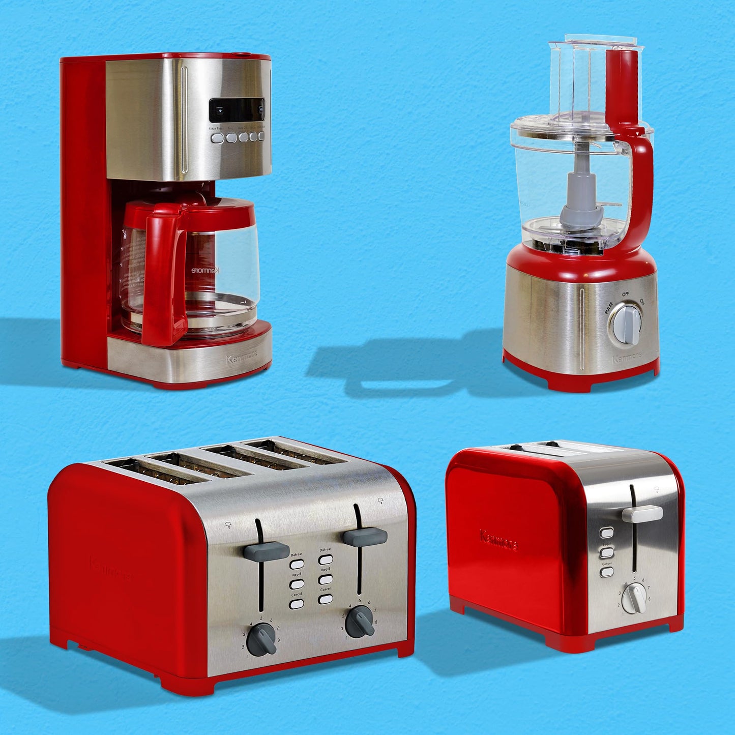 Kenmore Drip Coffee Maker - 12 Cup Programmable Cafe Machine With Glass Pot, Regular & Bold Brew, Auto Shut Off Large Water Reservoir, Reusable Filter, Kitchen Appliances For Cafeteria Barista, Red