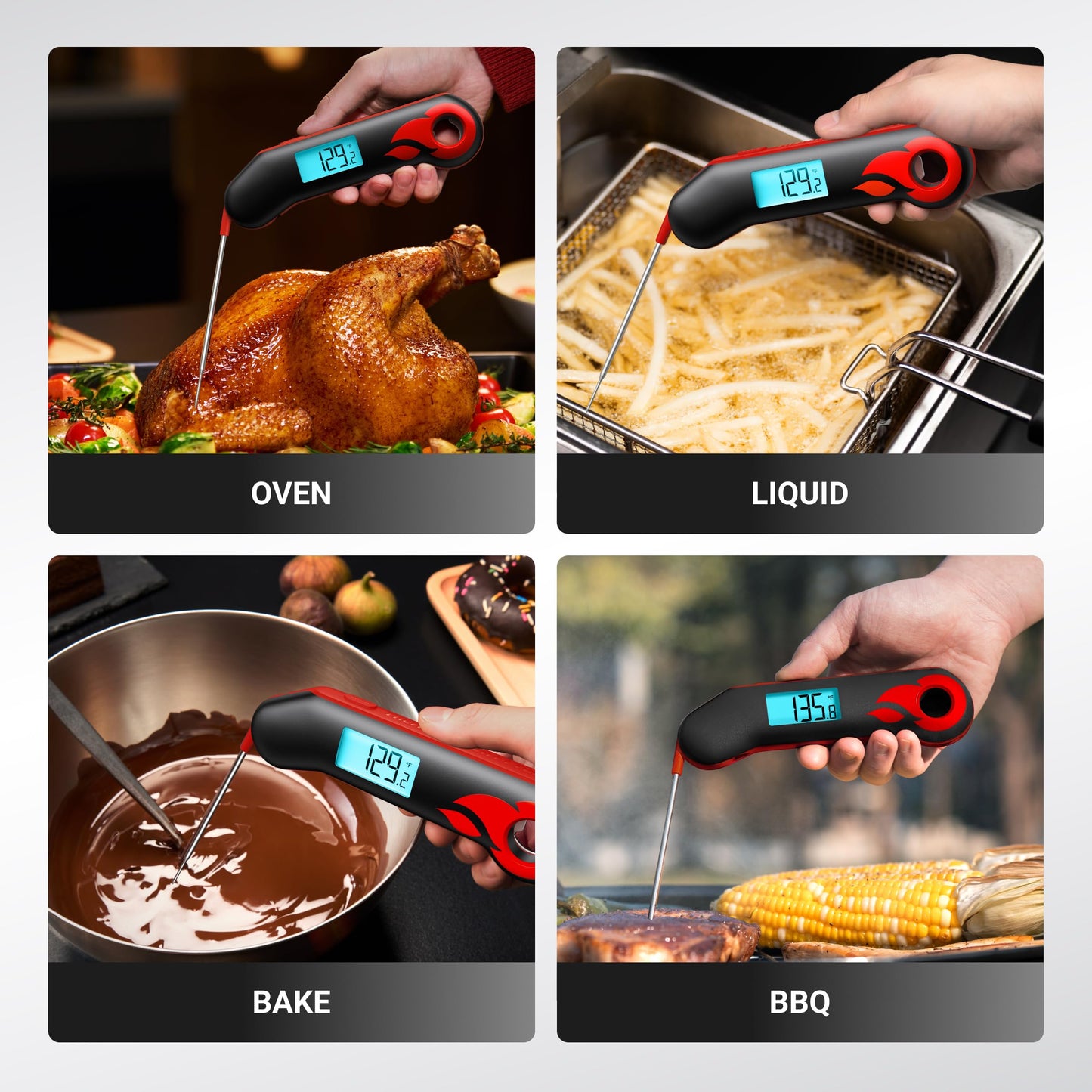 ThermoMaven Professional Meat Thermometer, Instant Read in 0.5 Sec, NIST Certified Accuracy ±0.5°F, IP67 Waterproof, Ambidextrous Backlight & Auto-Rotating Display, for BBQ/Grill/Cooking, Black&Red