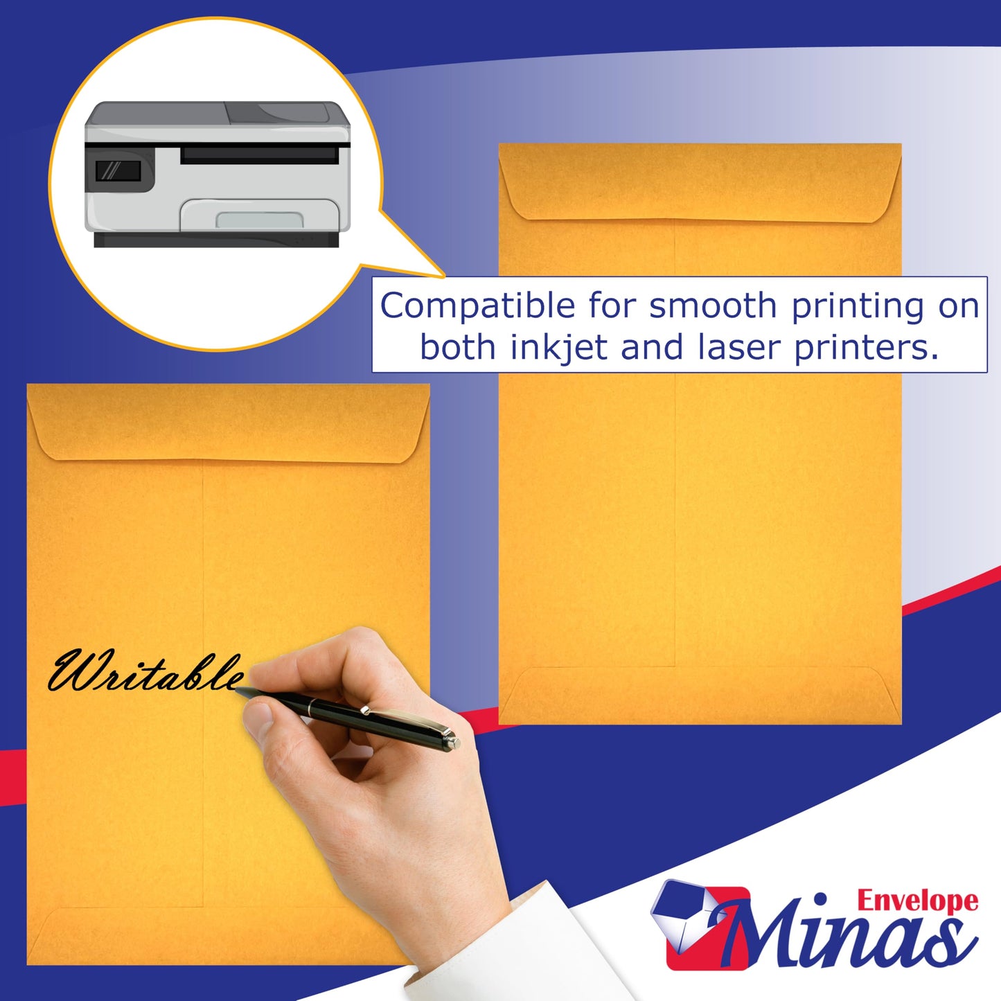 500 Minas Envelope 6" x 9" Catalog Envelope (Open End), 24lb. Brown Kraft, Gum Flap (500 Envelopes)