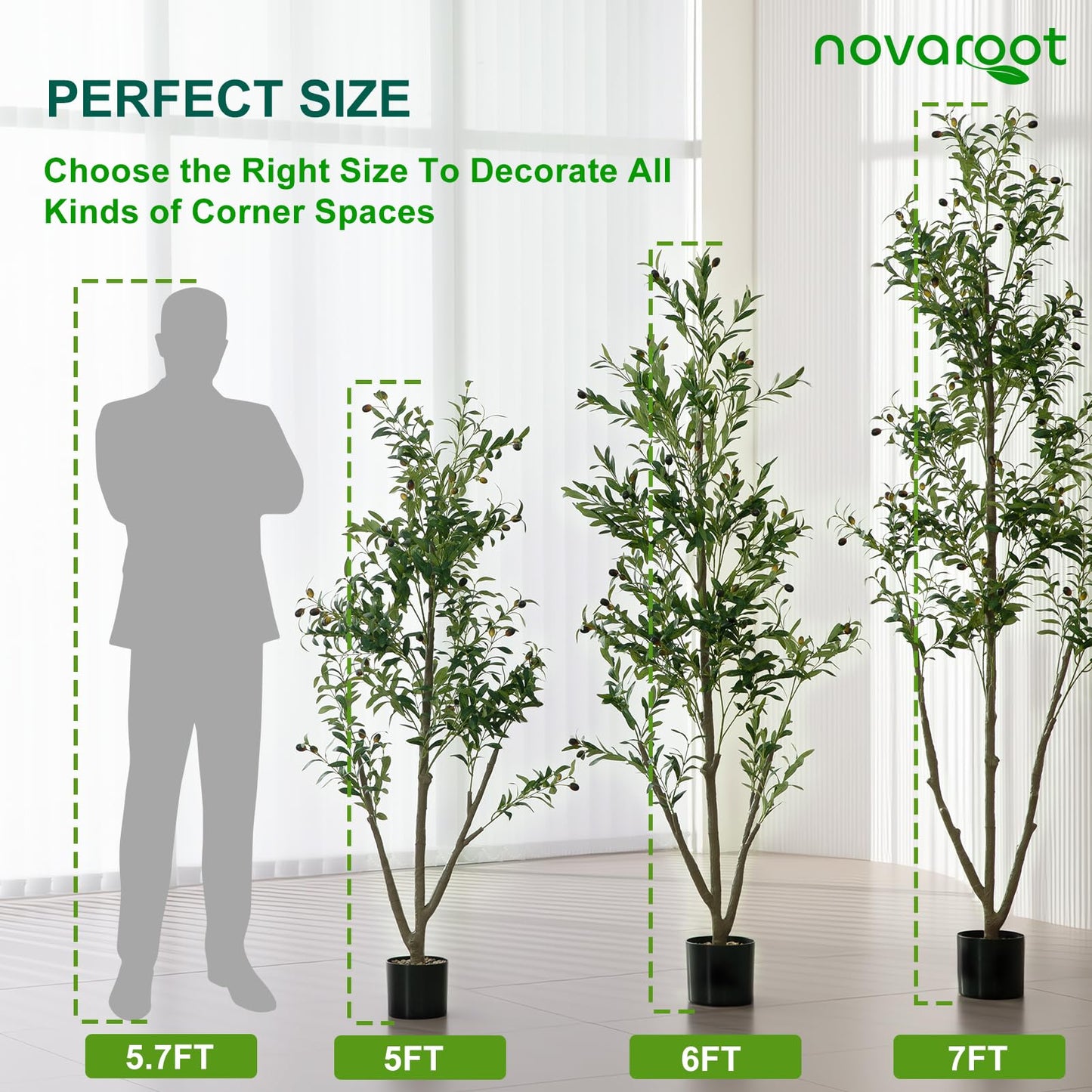Olive Trees Artificial Indoor, 5FT Tall Faux Olive Tree with Lights Moss and Planter, Artificial Plants Indoor with Natural Wood Trunk and Lifelike Fruits, Fake Tree for Home Office Living Room Decor