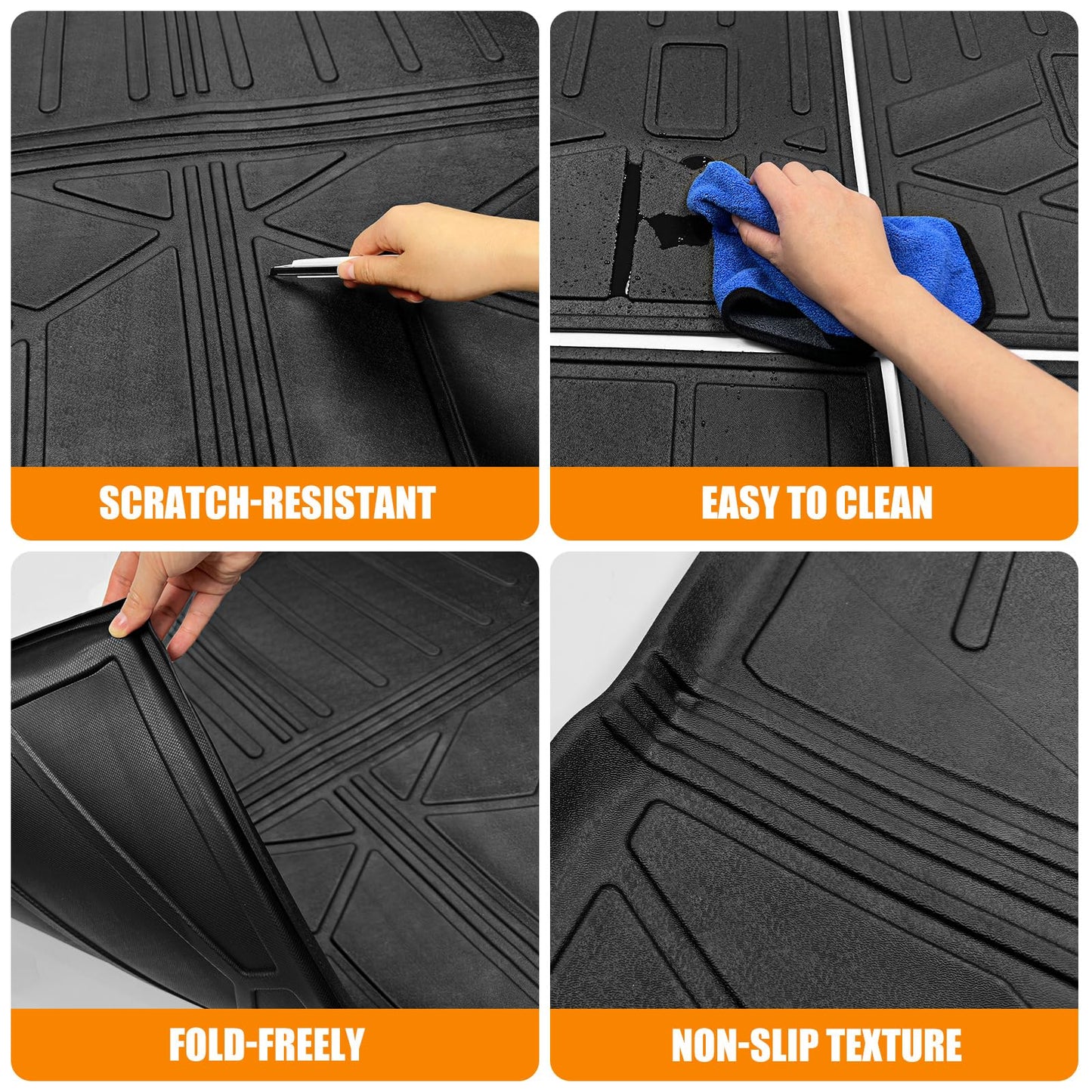 HUYINPJ Cargo Mat Compatible with 2018-2024 Ford Expedition Max/Lincoln Navigator L Cargo Liner Seatback Protector for Expedition Max/Navigator L Accessories(18-24 Expedition Max/Navigator L)