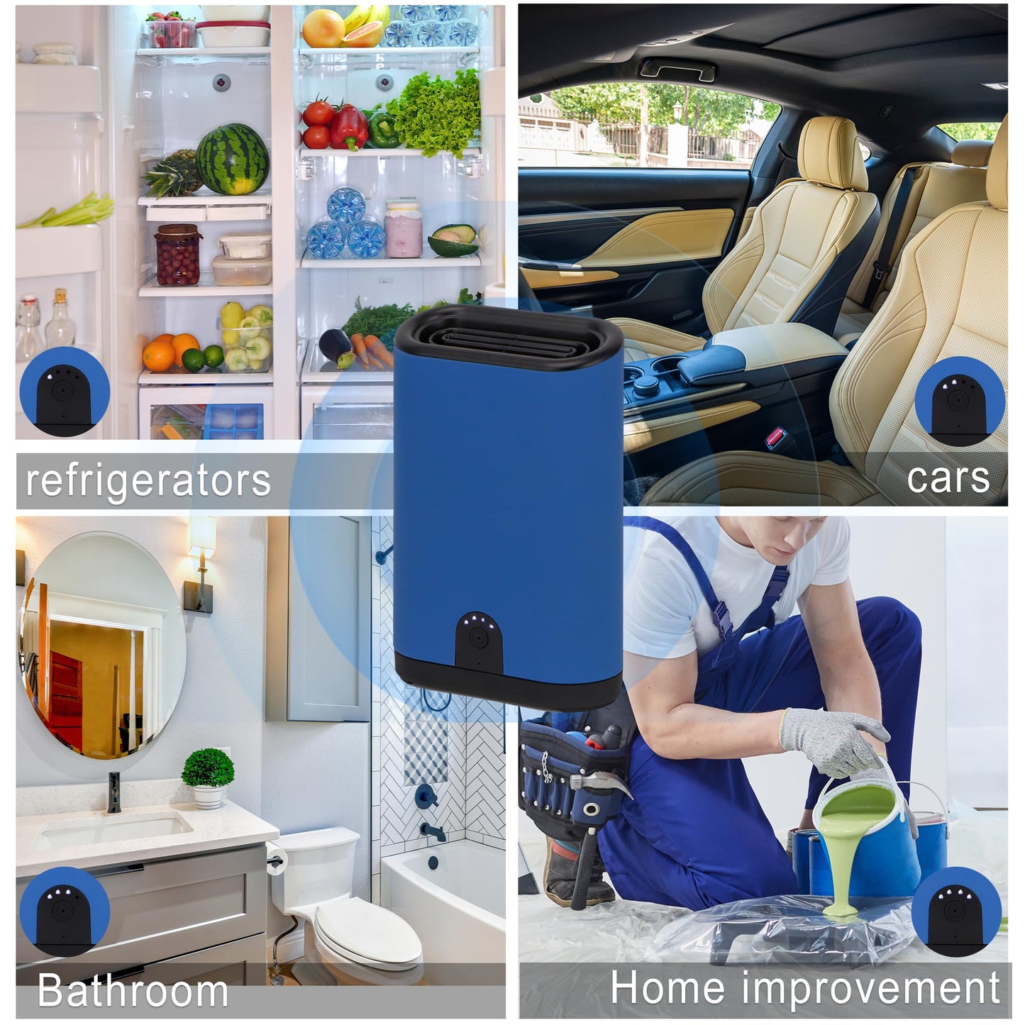Uni-gifts Portable Ozone Generator Air Purifier – 5000mAh Rechargeable, Battery Operated Ionizer & Odor Eliminator for Home, Car, Bathroom, Kitchen, Pets, Shoes, Smoke & Dust