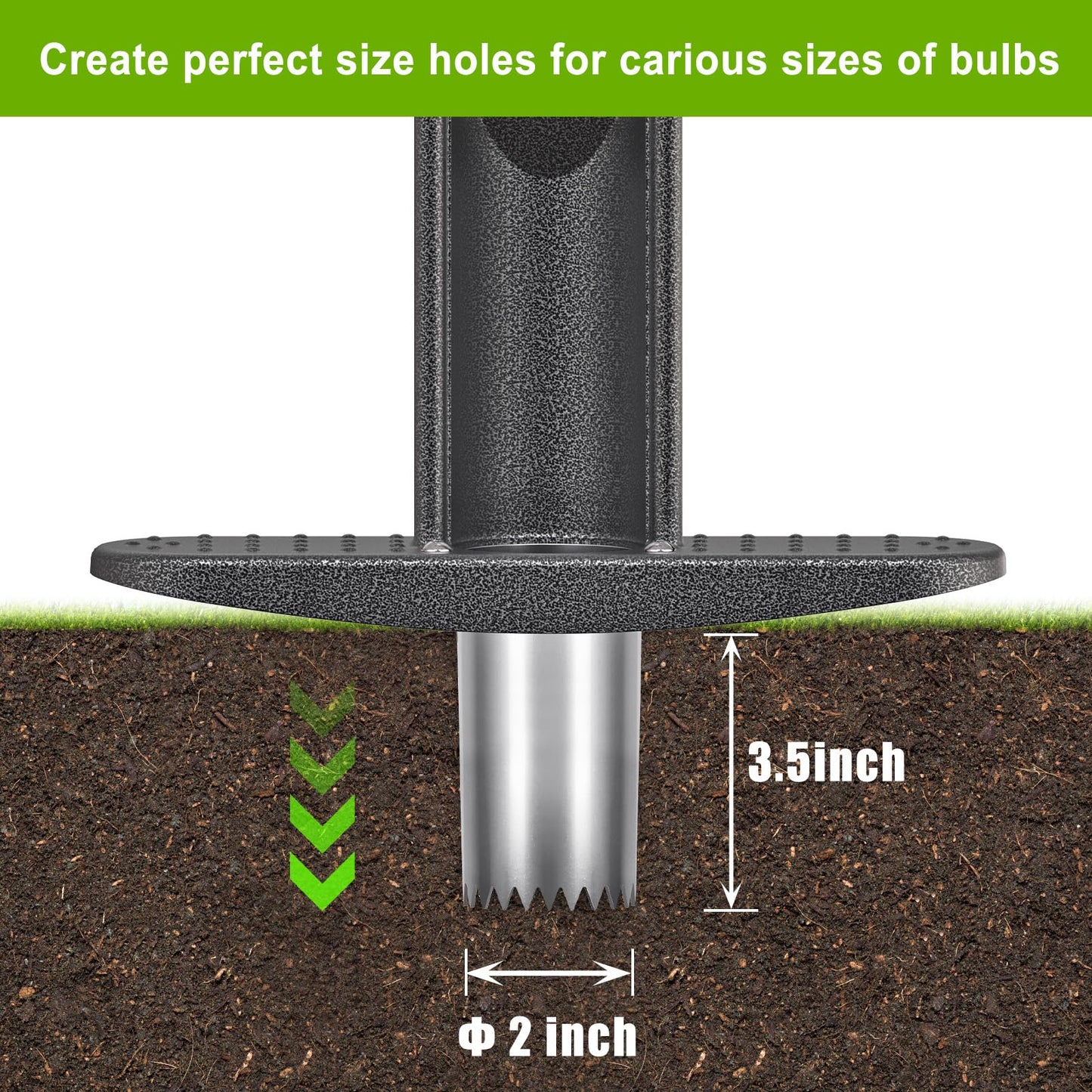 Dolibest Bulb Planter Tool w/Soft Rubber Grip, Grass Plugger Tool w/Stainless Steel Sharp Serrations, pre-Assembled Sod Plugger w/Centre Auto Dump Design for Lawn Planting Bulbs and Grass Repair