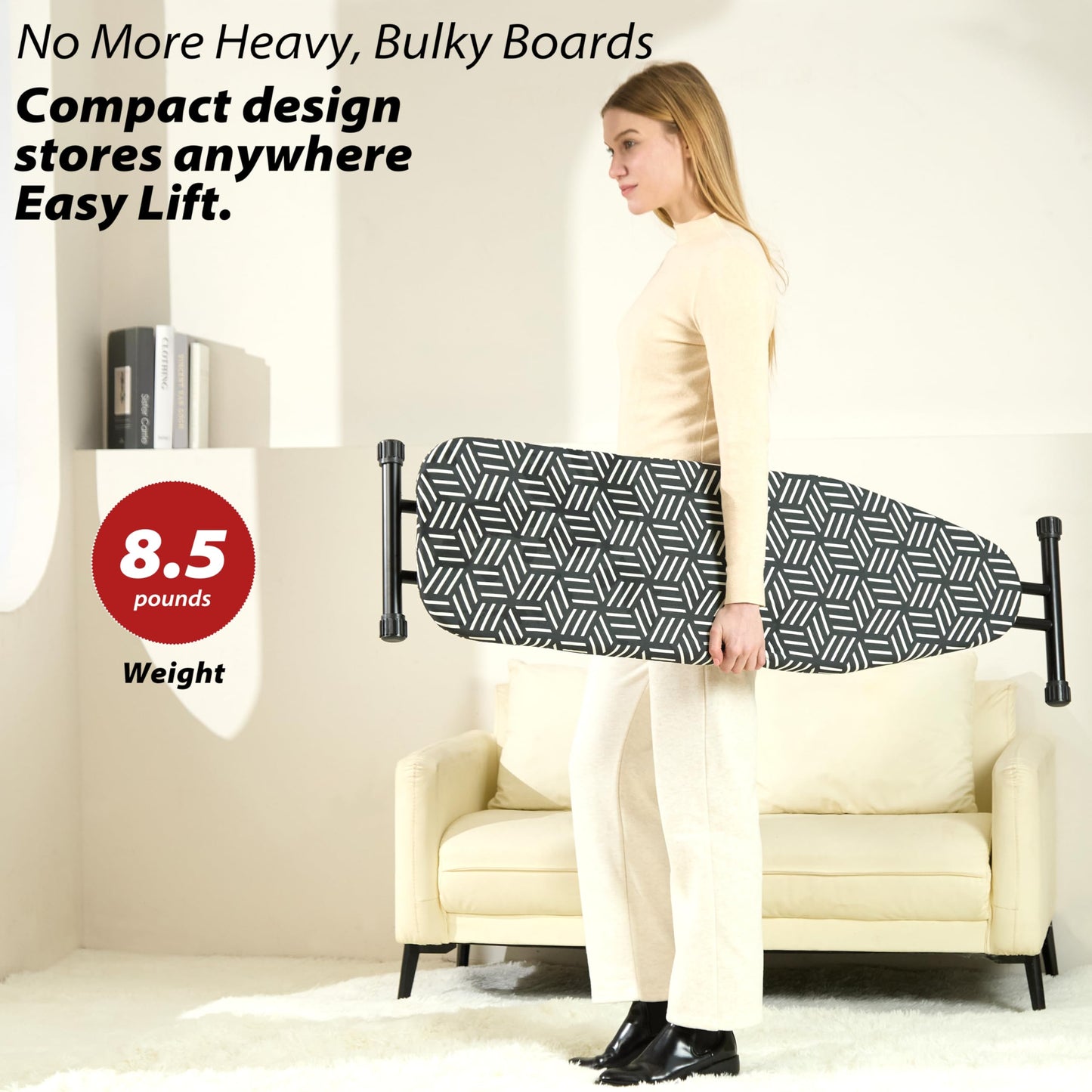 Ironing Board 43''x13'', 7 Adjustable Heights, Compact Design Saves Space