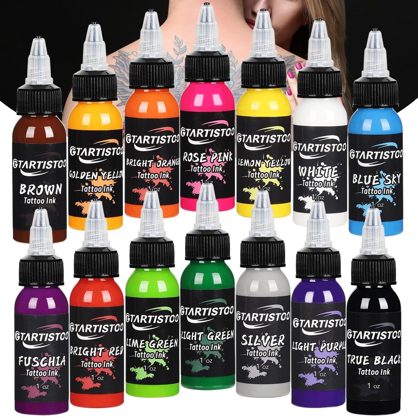 GTARTISTOO Ink Professional 1OZ (14 Colors 30ml) Vegan-Friendly Pigment Ink Supplies Ink...