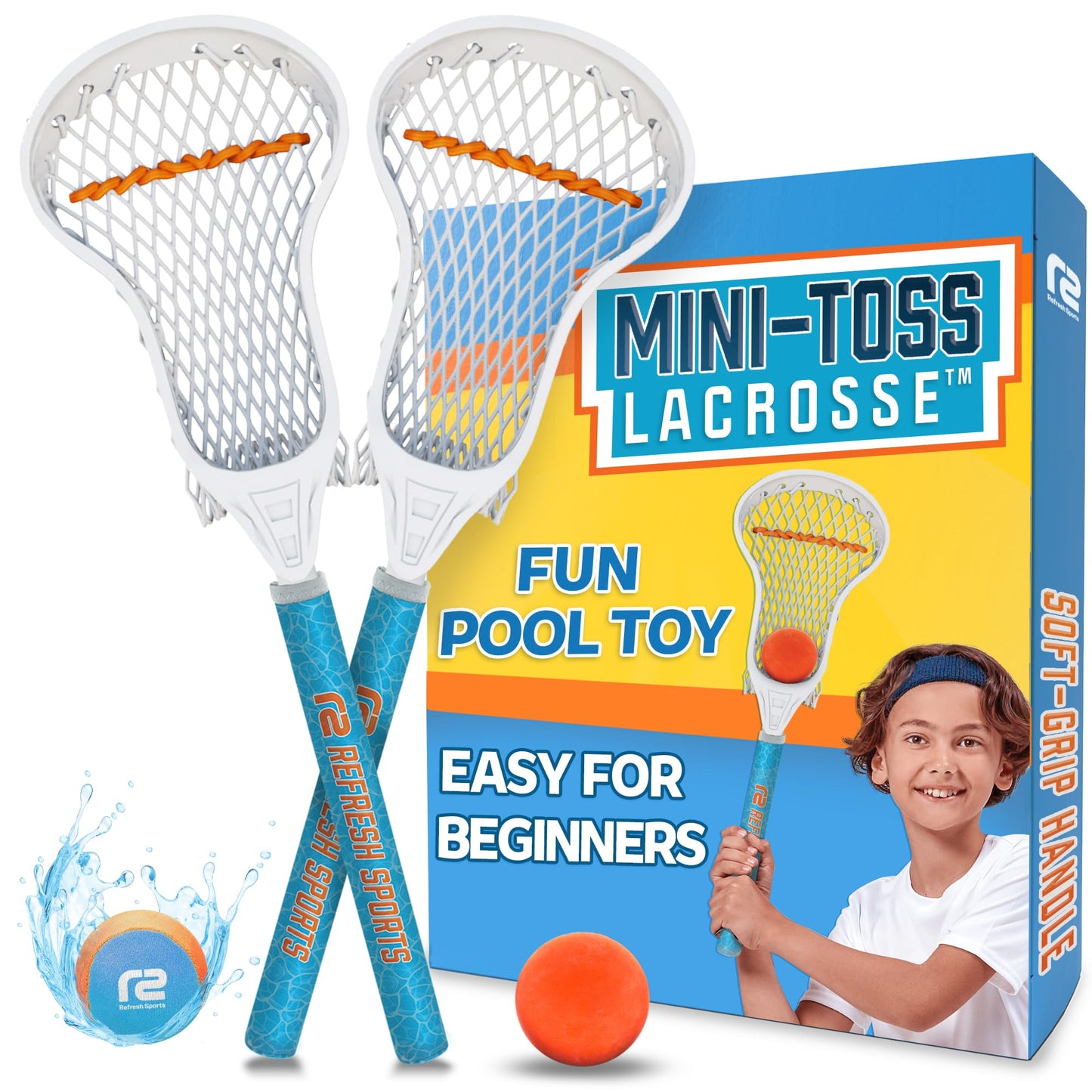 Mini Toss Lacrosse Set – The Ultimate Game for Boys & Girls - Best Gift for Kids, Teens or Adults - Comes with Lacrosse Ball & Water Skip Ball - Full Size Large Basket for Easier Catching & Throwing
