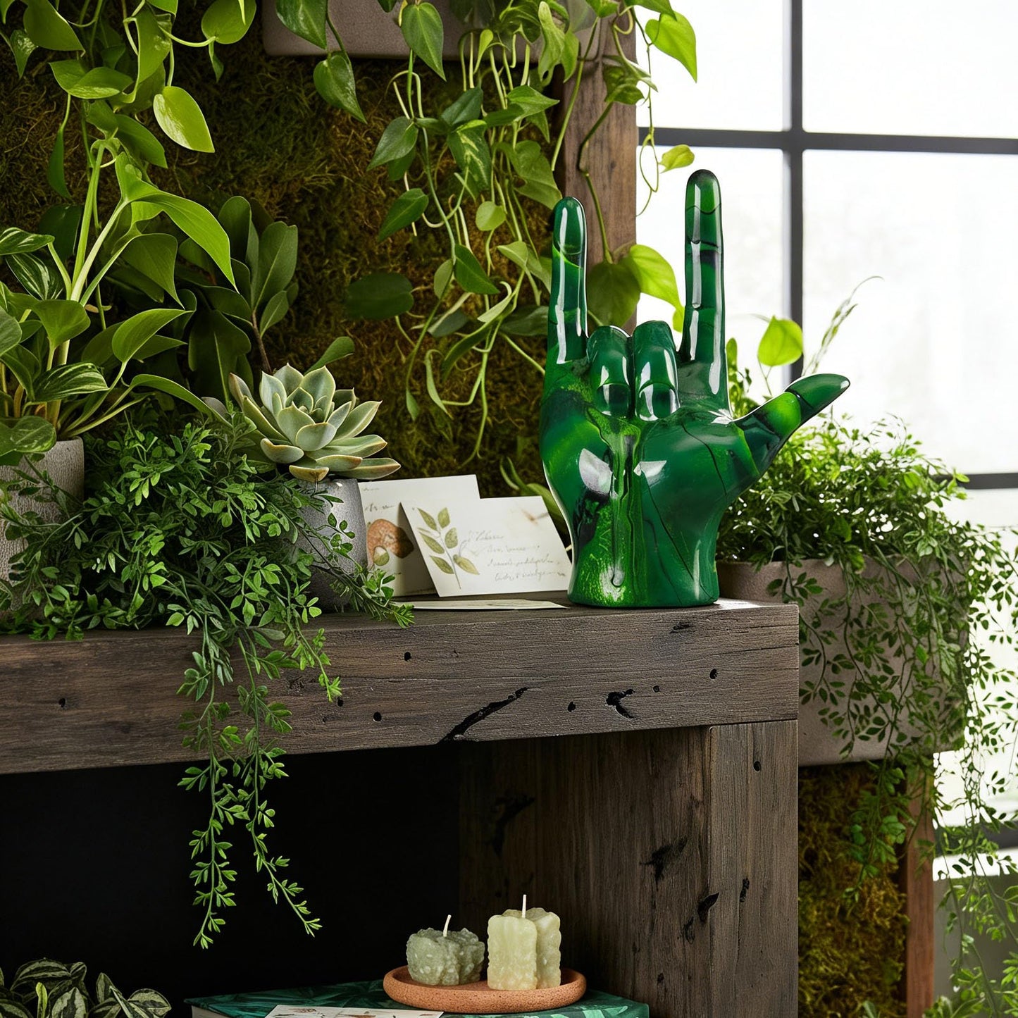 Emerald Green Hand Gesture Decor Statue,Modern Art Home Decor Accent I Love You Sign Language,Objects Gifts for Couples Bedroom Coffee Table Centerpiece,Countertop,Desktop,Bookshelf