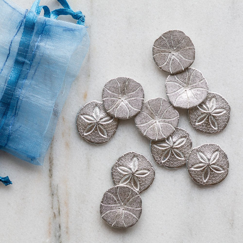 DANFORTH - Vilmain Sand Dollar Pocket Tokens - Bag of 10 Charms - Pewter - Coins