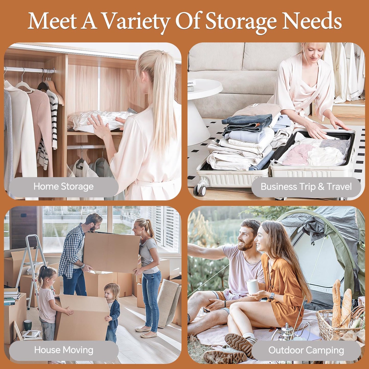 Vacbird Vacuum Seal Bags for Clothing, 20 Pack Vacuum Storage Bags with Rechargeable Cordless Air Pump(5J+5L+5M+5S), Space Saver Bags for Clothes Blanket Duvets Pillows Comforters Travel