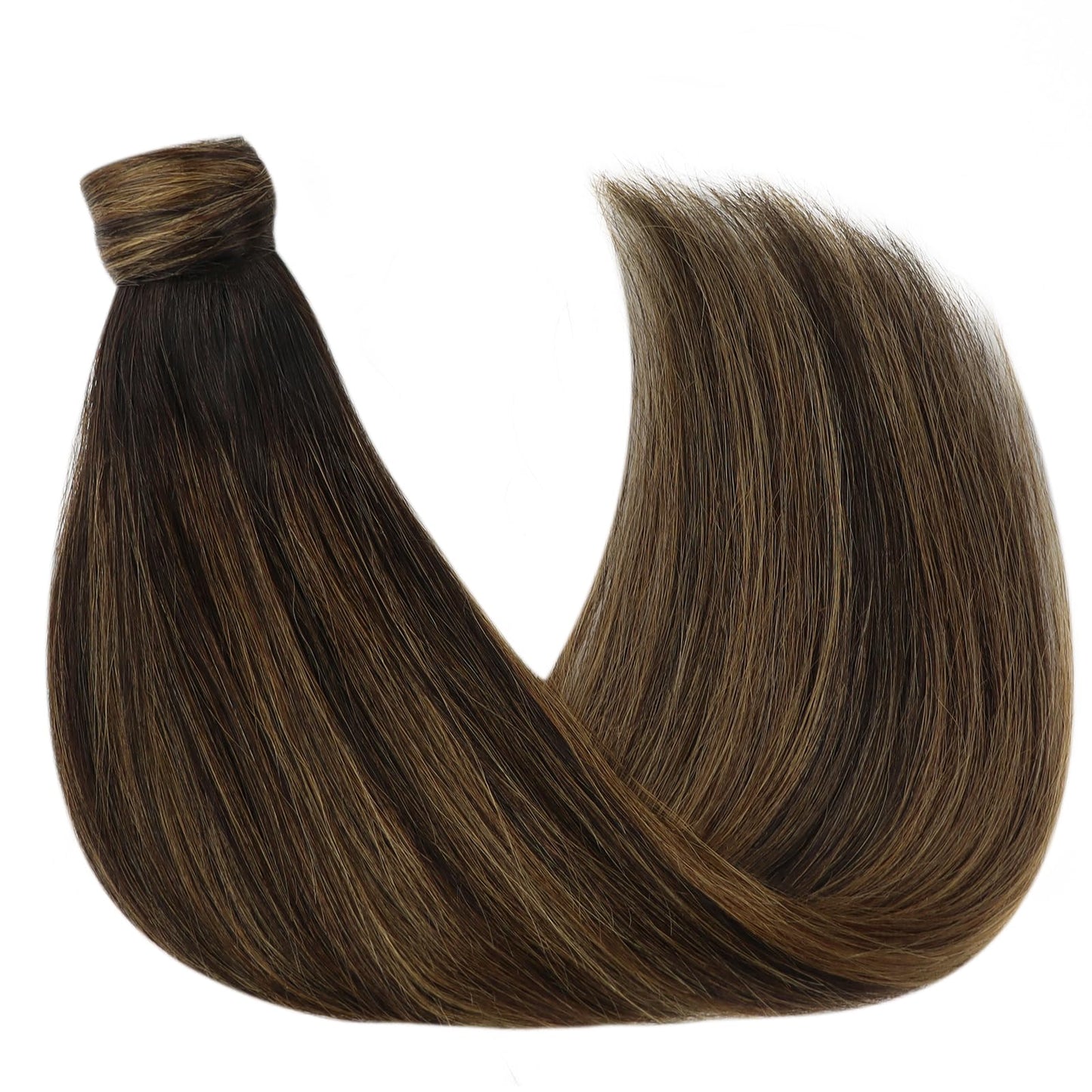 Ve Sunny Ponytail Extension Human Hair Dark Brown Clip in Ponytail Human Hair Brown Human Hair Ponytail Darkest Brown Balayage Medium Brown Human Ponytail Extension for School 80g 16inch
