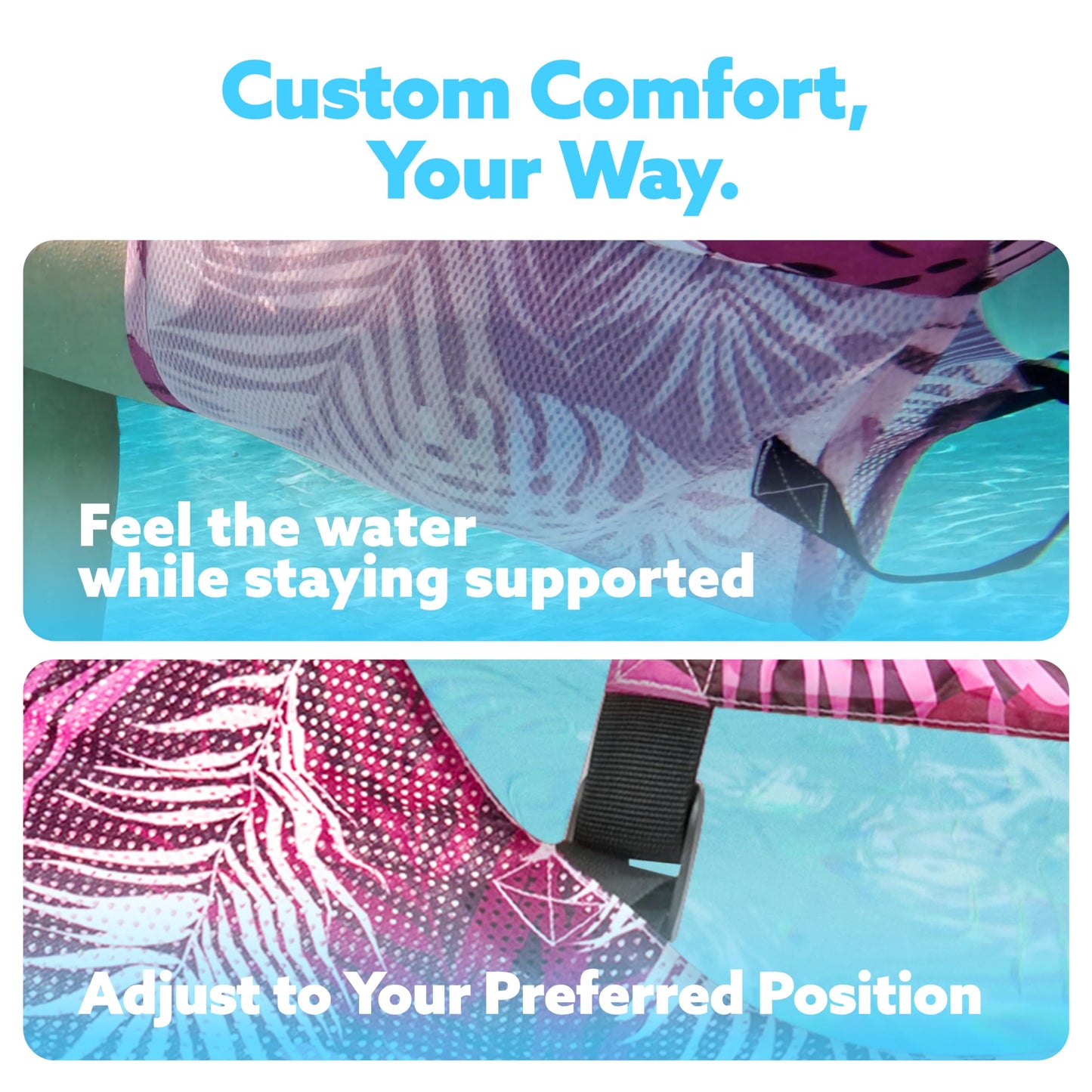 SLOOSH Inflatable Pool Floats Adult,2 Packs Floating Lounge Chairs,Blow up Pool Noodles for Adult Heavy Duty,Floating Chair for Party Summer Water Beach Lake Fun,Tropical Leaves-Pink,Blue