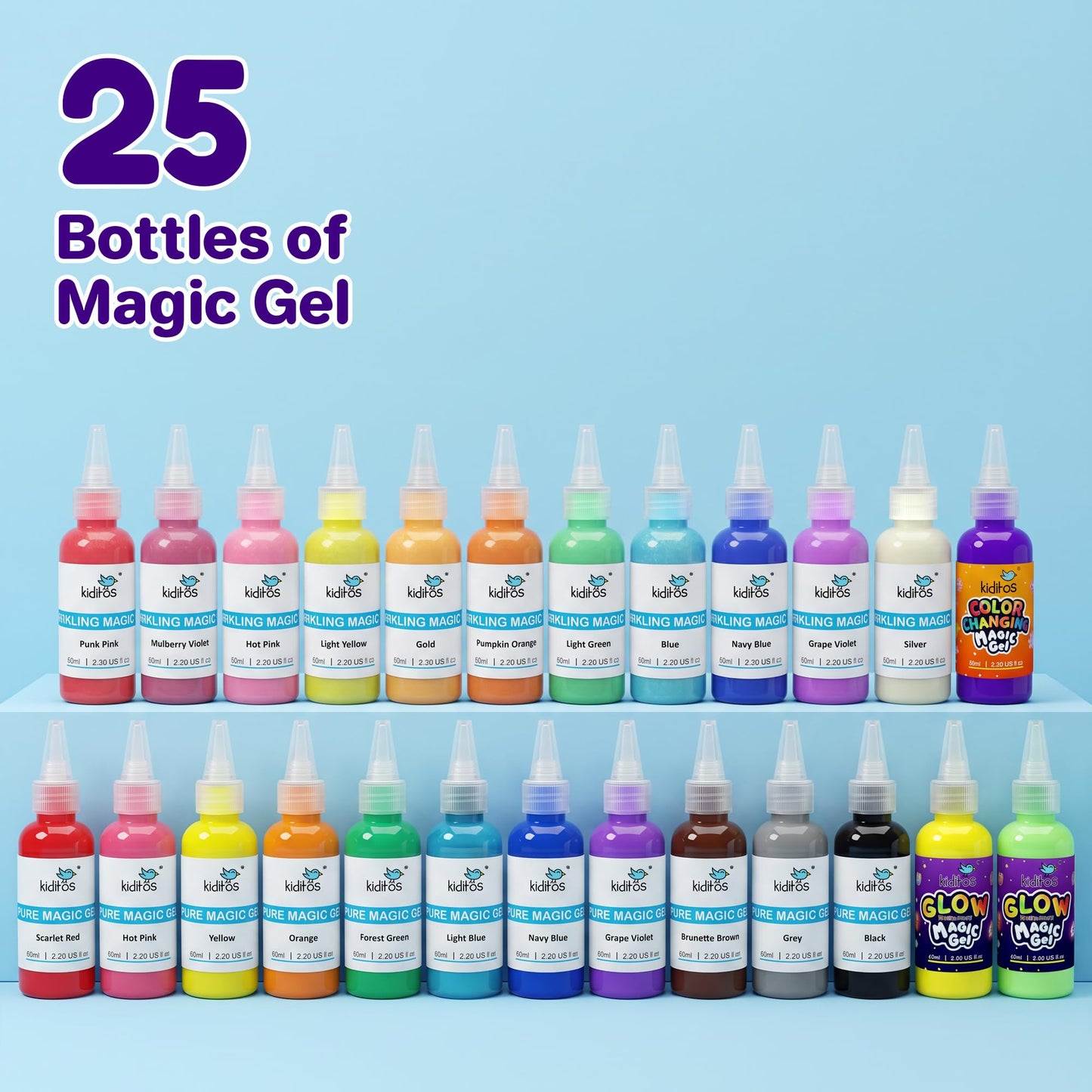 Kiditos Magic Water Elf Toy Kit–Squishies for Kids, 25 Gels & 20 Molds, Magic Gel Water Pets Sensory Toy, Fun DIY Craft Kit, Party Favors, Birthday & Christmas Gifts for Kids Ages 3+