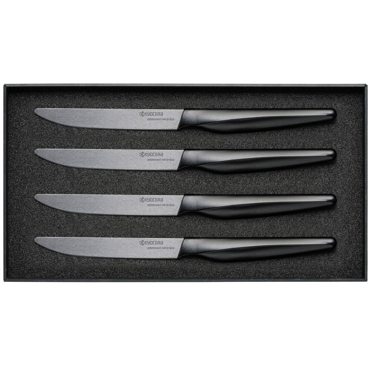 Kyocera 4-piece Ceramic Steak Knife Set, 4.5" Black