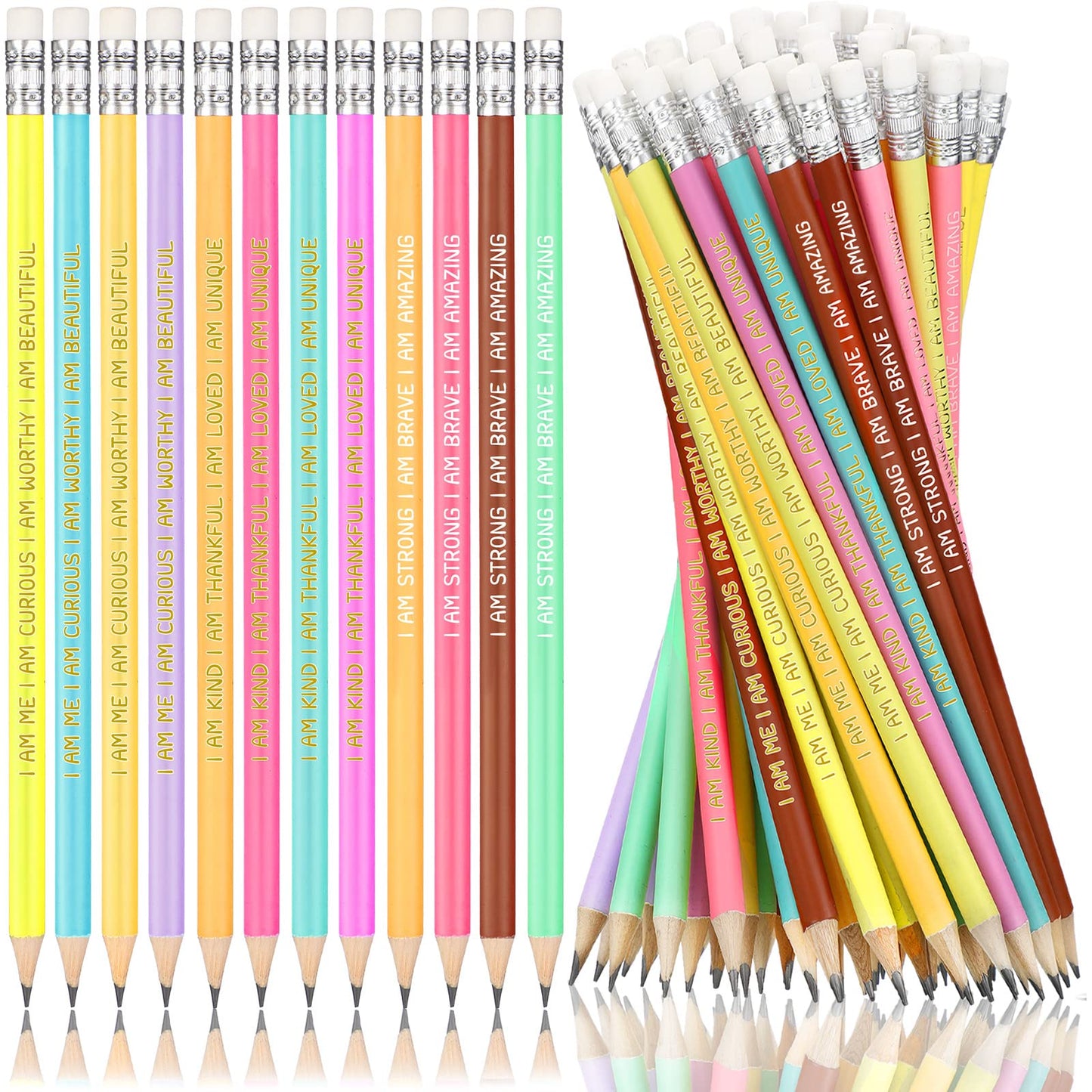 Fumete 240 Pcs Inspirational Pencils for Students Bulk Pre Sharpened Pencils Assorted Pastel Classroom Motivational Quote with Eraser #2 HB Class Gifts Teacher Awards for Graduation Party Favor