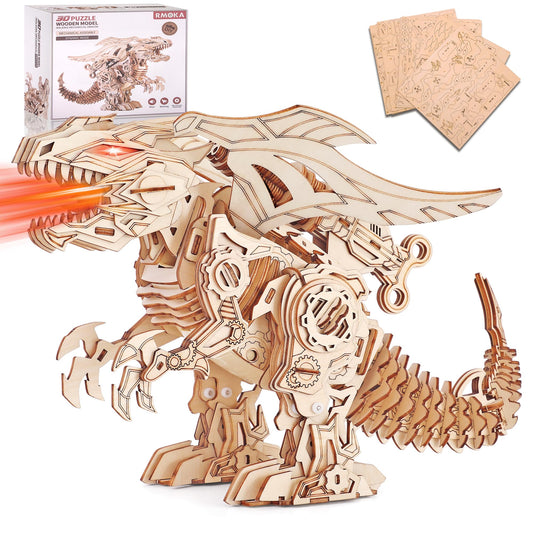 3D Wooden Puzzles for Adults, Building Sets Walking and Roaring Dragon Wooden Model Kit - DIY Mechanical Dragon Puzzle Gifts for Adults, Gifts for Men with Lifelike Walk