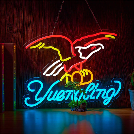 Eagle Neon Sign for Wall Decor,Yuenglin Beer Dimmable Light Up Bar Signs for Man Cave Room Decor Bar Shop Pub Bistro Party Hotel Game Room Decor Gifts, USB Powered