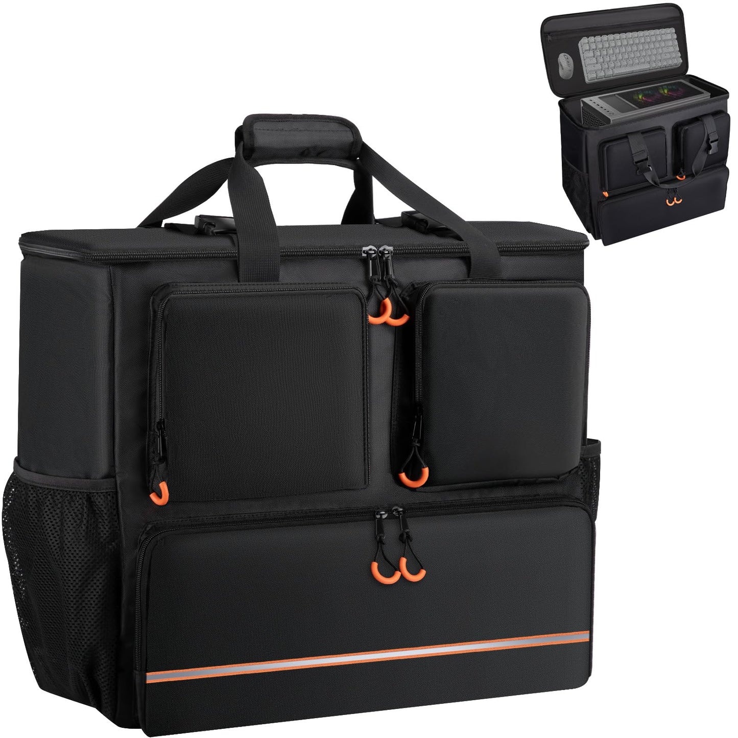 Computer Desktop Tower Large Carrying Case, PC Travel Case for Computer's Box for Moving, Portable Gaming Backpack for Keyboard, Mouse and Accessories, Bag Compatible with ATX/M-ATX mainframe chassis