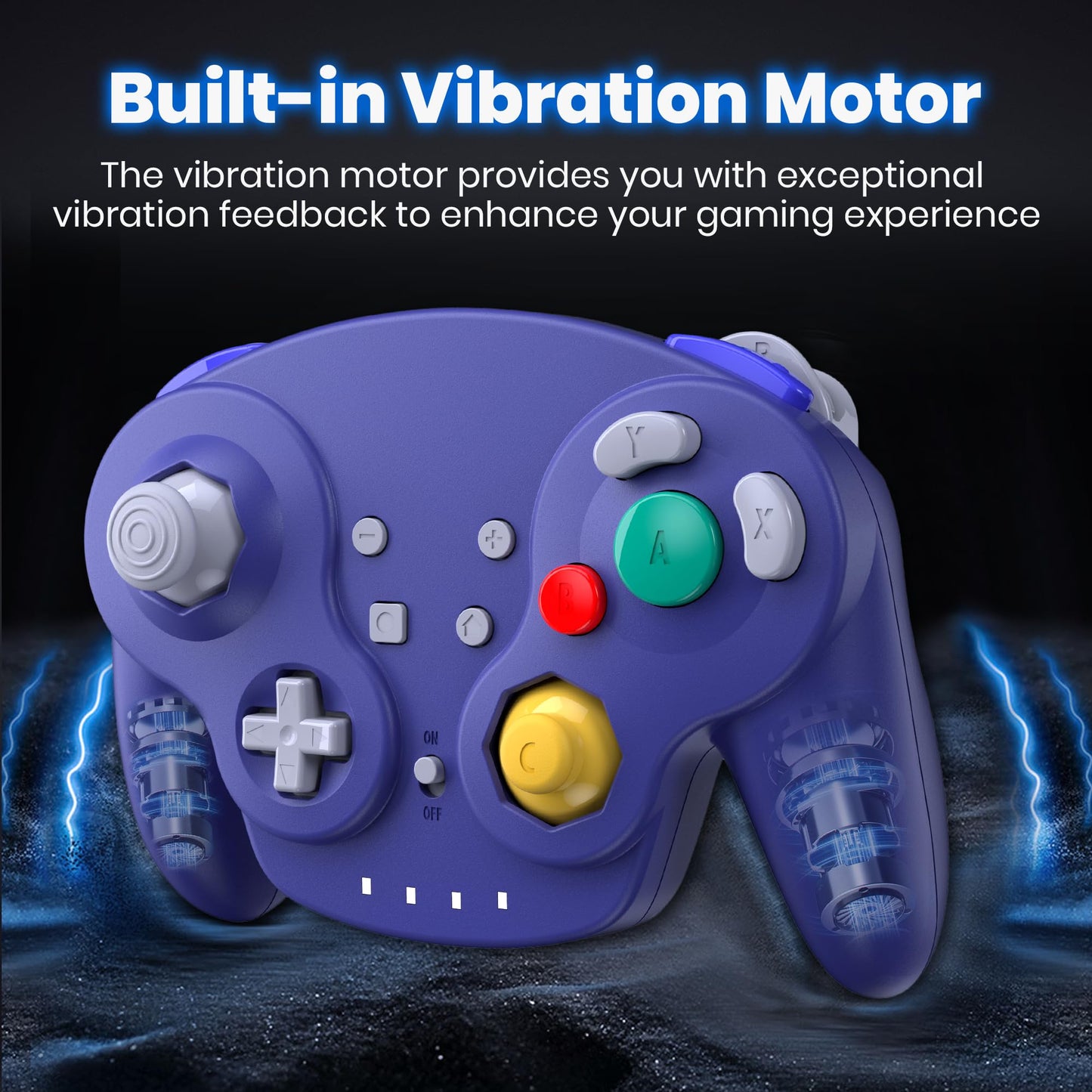 2 Pack 2.4 GHz Wireless NGC Switch Online Controller, GameCube & USB Receiver, Compatible with Windows PC iOS Mac Raspberry Pi Steam GameCube/Switch (Rechargeable) (Plug and Play) (Vibration) Indigo