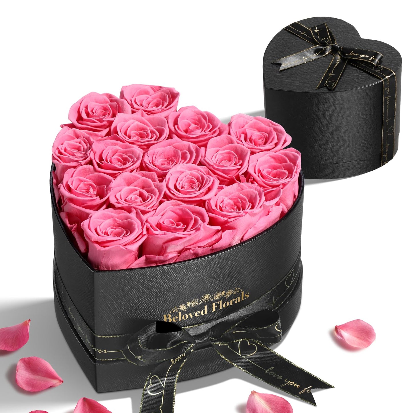 Auoasl 16 Preserved Flowers Rose Birthday Gifts for Women Her Mom Wife Girlfriend Grandma on Valentines Mothers Day Christmas Anniversary Romantic(Pink)