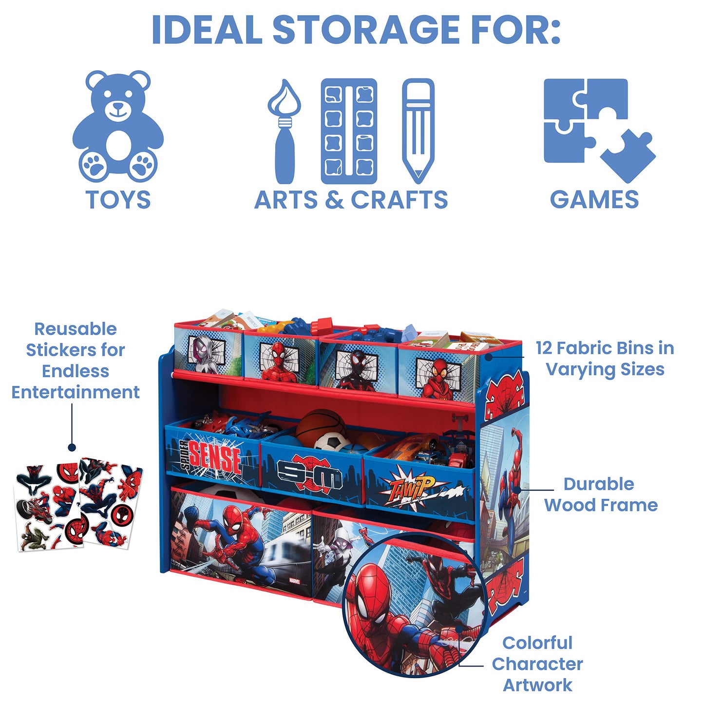 Marvel Spider-Man Deluxe 9 Bin Design and Store Toy Organizer by Delta Children, Greenguard Gold Certified