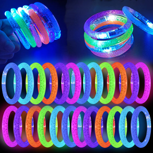 BATWEET 60 Pcs Glow In The Dark Bracelets, 6 Colors LED Bracelets Bulk Party Supplies for Kids and Adults, Glow Neon Party Favors Toys for Carnival Halloween Christmas Birthday Wedding