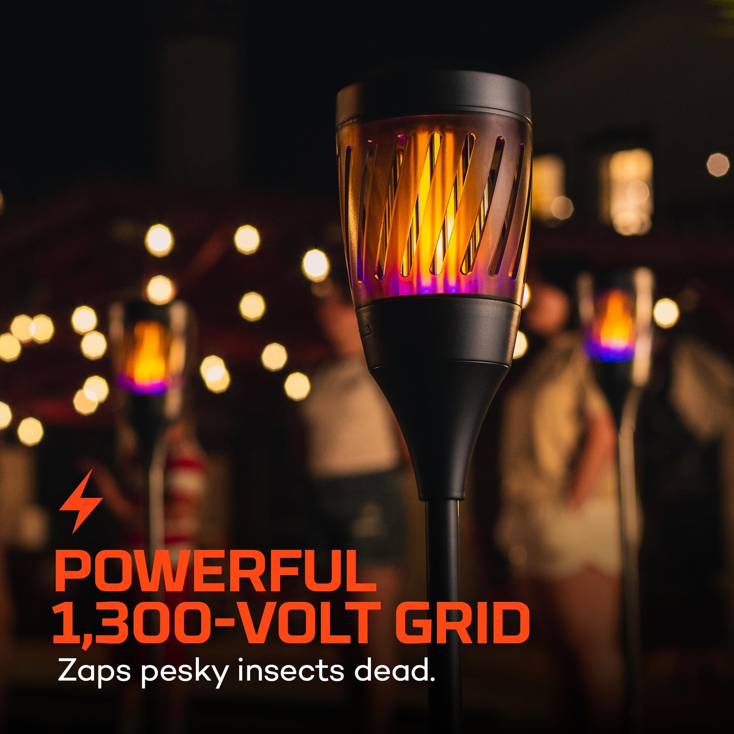 NEBO Solar Torch Zapper | Warm Tiki Torch Light for Outdoor Use & Insect Killing Electric Zapper, Solar Powered Rechargeable Battery, Perfect for Bugs like Mosquitos, Flies & Gnats