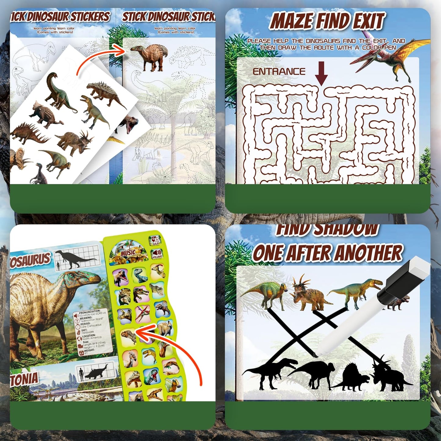 Dinosaur Book for Kids 3-5 Dinosaur Busy Book with Sounds 30 Species Names & Realistic Sounds Interactive (Dinosaur)