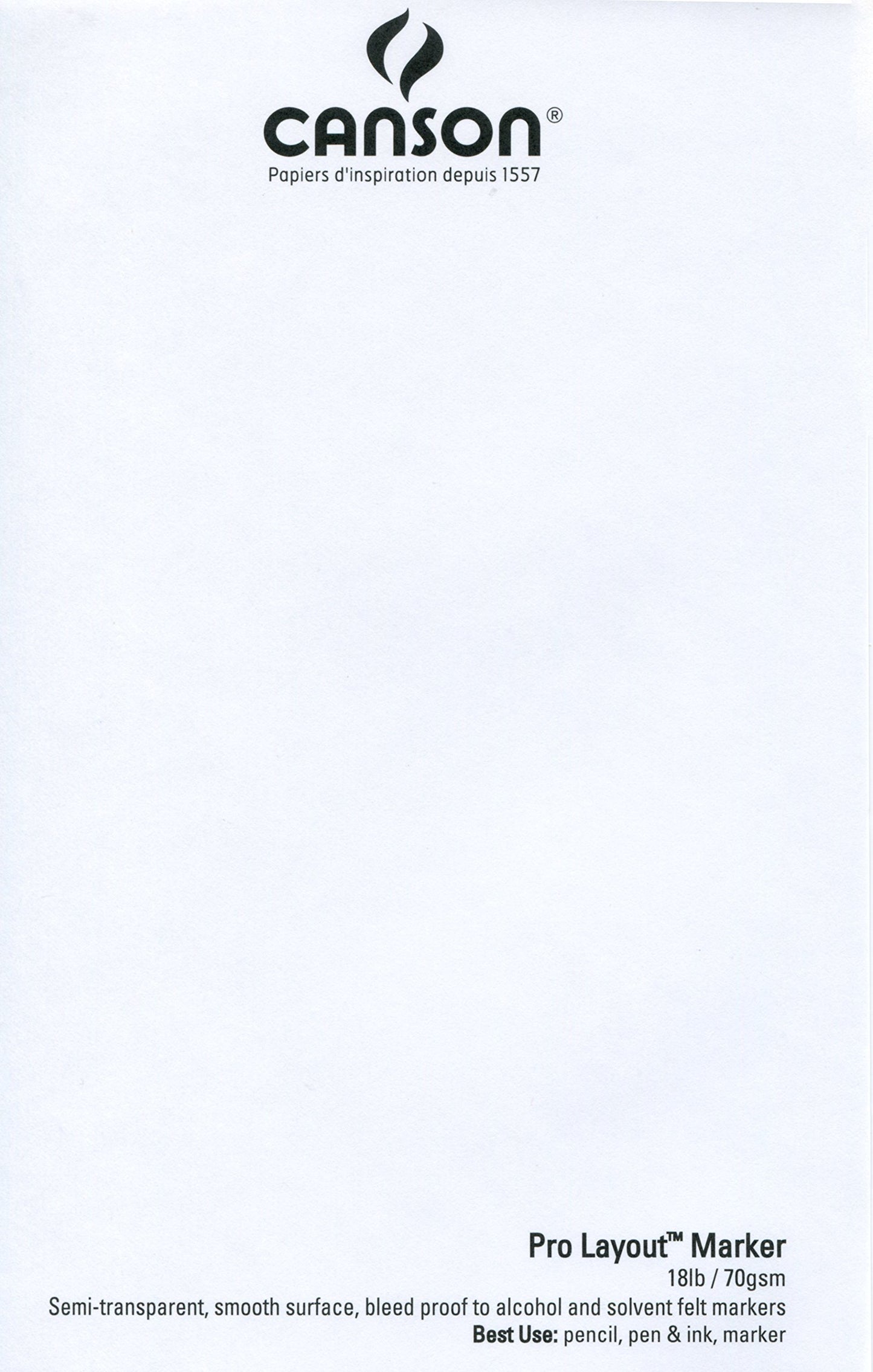 Canson Artist Series Pro Layout Marker Pad, 14” x 17”, Fold-Over Cover, 50 Sheets (100511049), 14" x 17", White