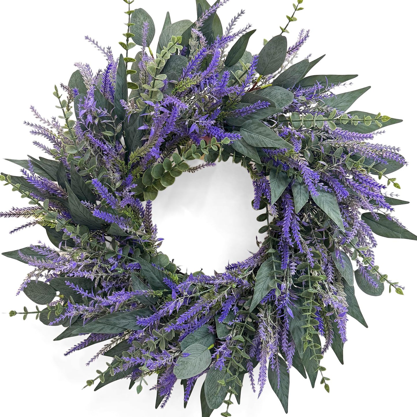 26 Inch Lavender Eucalyptus Wreaths for Front Door, Spring Summer Wreath,Large Eucalyptus Outdoor Wreath with Greenery Leaves for Porch,Wall,Holiday,Home Decor- Spring, Summer, Fall, All Seasons
