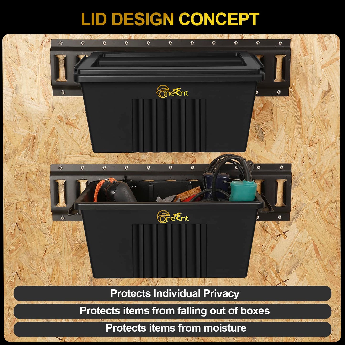 Onesnt 2 Pack E-Track Basket Storage Bin for E Track Accessories for Enclosed Trailer- System to Tool Organizer Workshop, Garage
