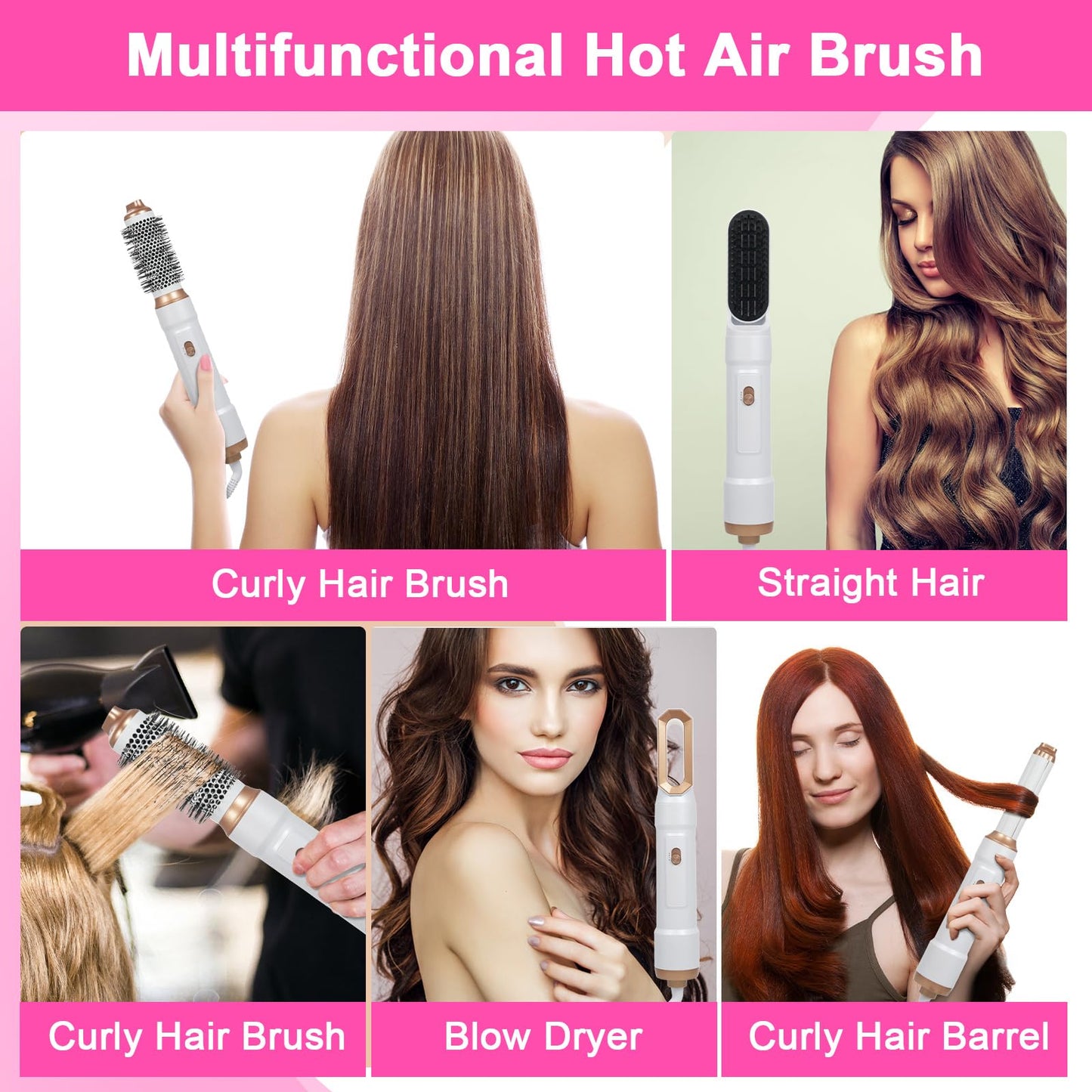 Layhou 5-in-1 Hot Air Comb Home Use Straight Hair Curly Hair Blow Dryer Comb Multi-function Hair Styling Tool