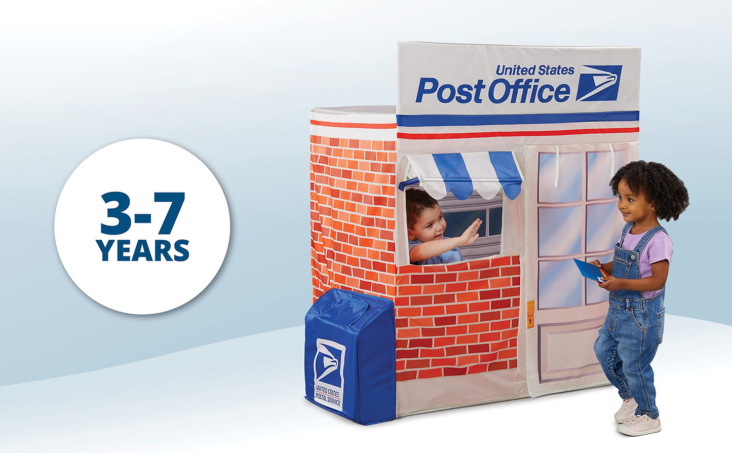Kid Trax USPS Play Tent for Kids, Tent House for Kids, Large Front and Rear Openings, Mail Collection Box, Includes Carrying Case, Mail Truck or Carrier Accessory, Kids Play House, Post Office Toys