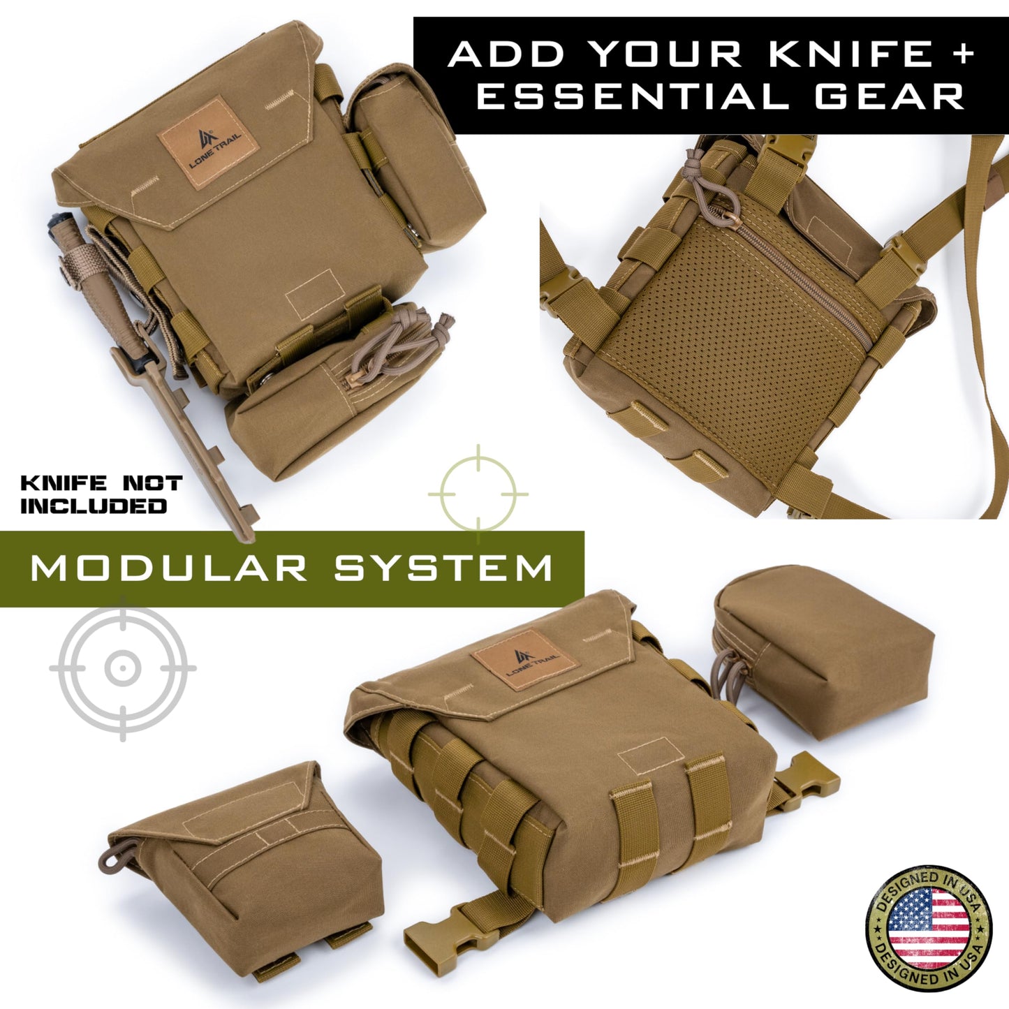 Lone Trail Binocular Harness Chest Pack, Bino Harness With Rangefinder Pouch, Binocular Case, Hunting Binoculars with Chest Harness, Bino Chest Harness, Binocular Chest Pack, Hunting Chest Rig