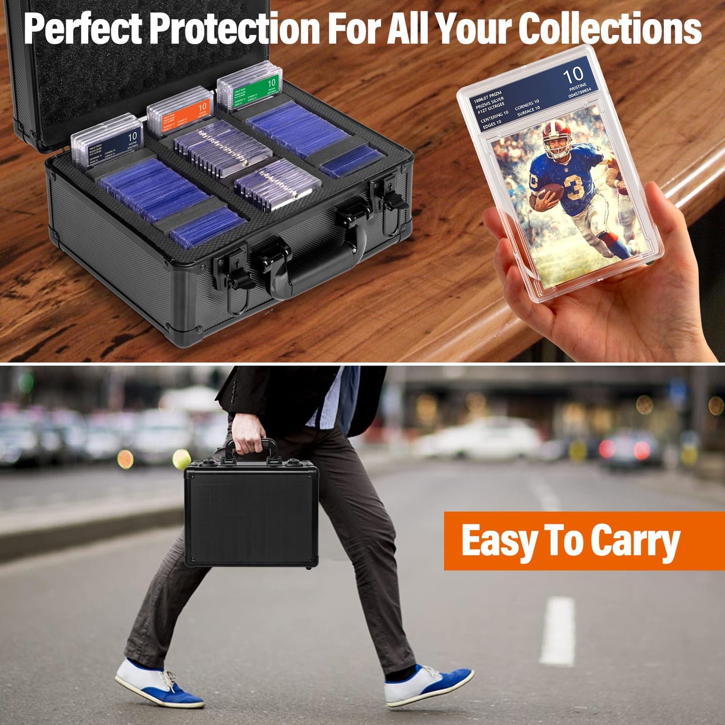MIXPOET Graded Card Storage Box, Top Loaders Storage Case, Sports Trading Card Box, Cards Slab Case PSA MTG CSG BGS SGC Magnetic Holder, Waterproof Carrying Collector Storage Boxes
