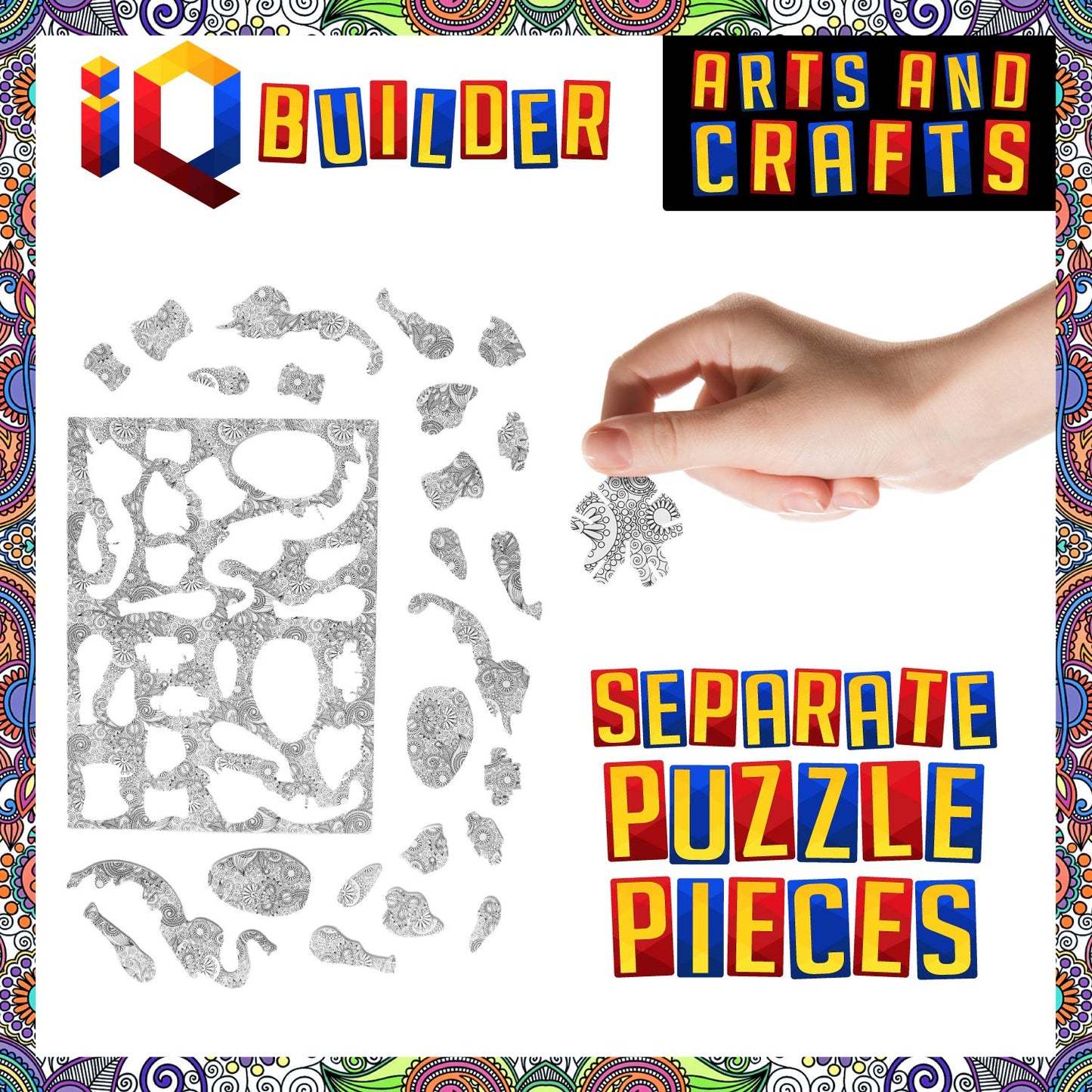 IQ Builder Arts and Crafts for Girls Age 7 8 9 10 11 12 Year Old and up | 3D Art Coloring Painting Animal Puzzle Set | Fun Creative DIY Toys | Family Craft KIT with Supplies | Best Toy Gift for Kids