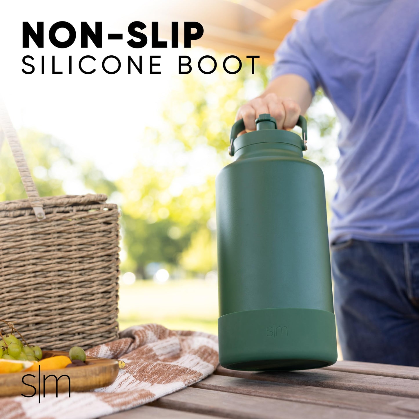Simple Modern Trek Pivot | Gallon Water Bottle Jug with Handle & Boot | Interchangeable Straw & Chug Lids | Large Insulated Stainless Steel | Sports Camping Outdoors | 128oz, Almond Birch