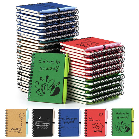 Dynta 50 Sets Small Spiral Notebook and Pen, 4x5.5 Inch Inspirational Journals Bulk, Appreciation Thank You Gifts for Coworkers, Teachers, Students, Family and Friends