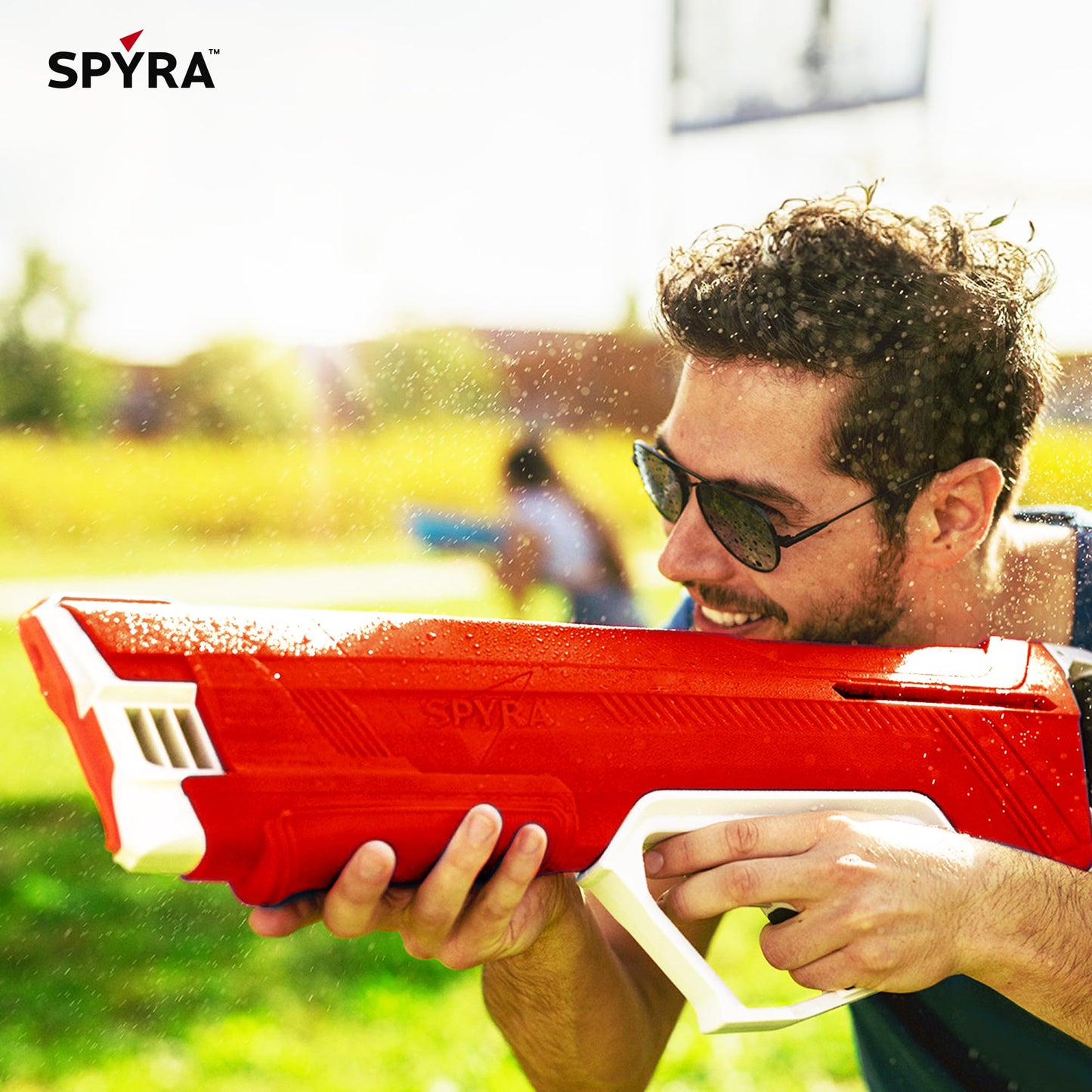 SPYRA Manual Water Blaster, Outdoor Squirt Gun, SpyraLX™, Red - Water Blast Guns for Pool Party Games, Beach, Backyard, Patio, and Garden