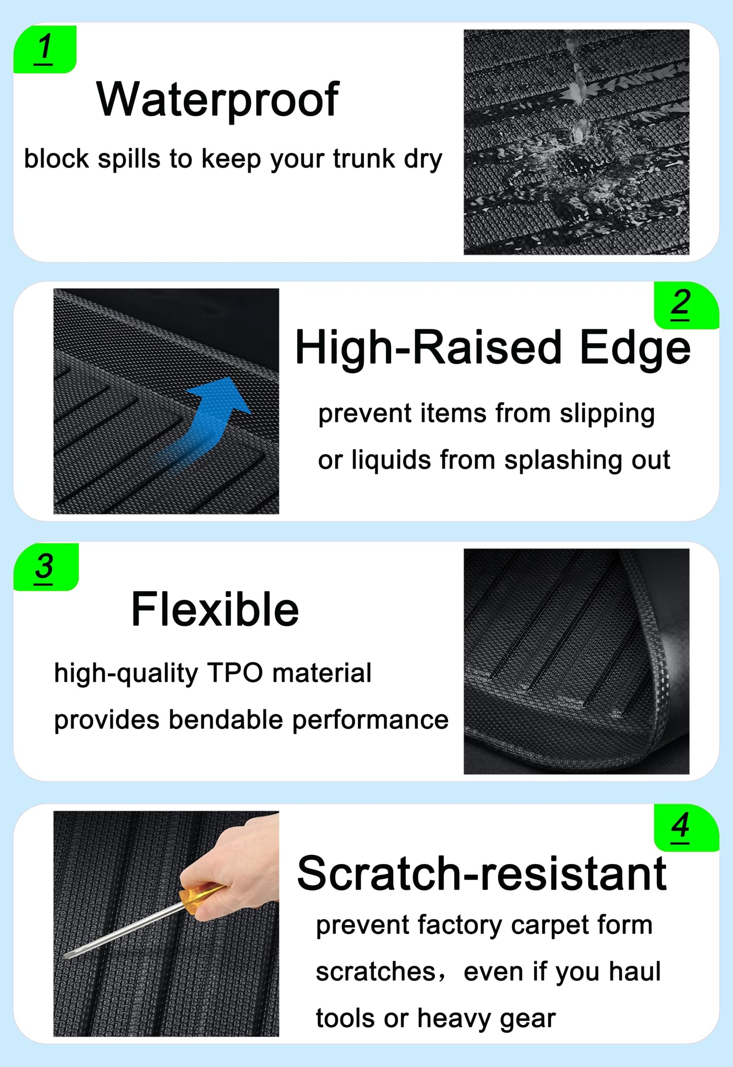 CRV Cargo Liners - All-Weather Protection Rear Trunk Tray Floor Mats Compatible with Honda CRV 2007-2016，3D-Designed Waterproof Durable Odorless Custom-Fit TPO Accessories