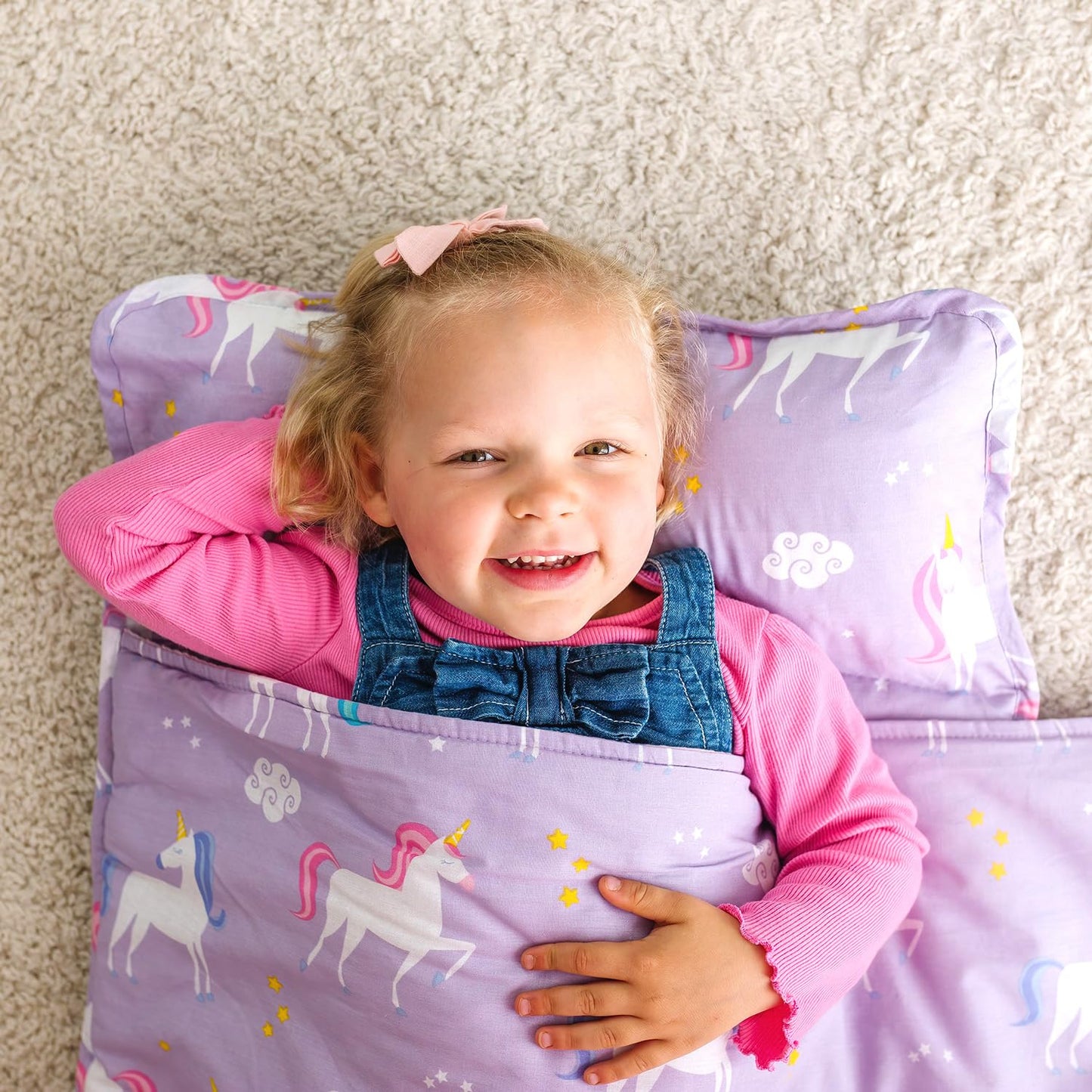 Wildkin Kids Original Nap Mat – Cozy Kids Sleep Mat with Pillow, Ideal for School & Travel - Unicorn