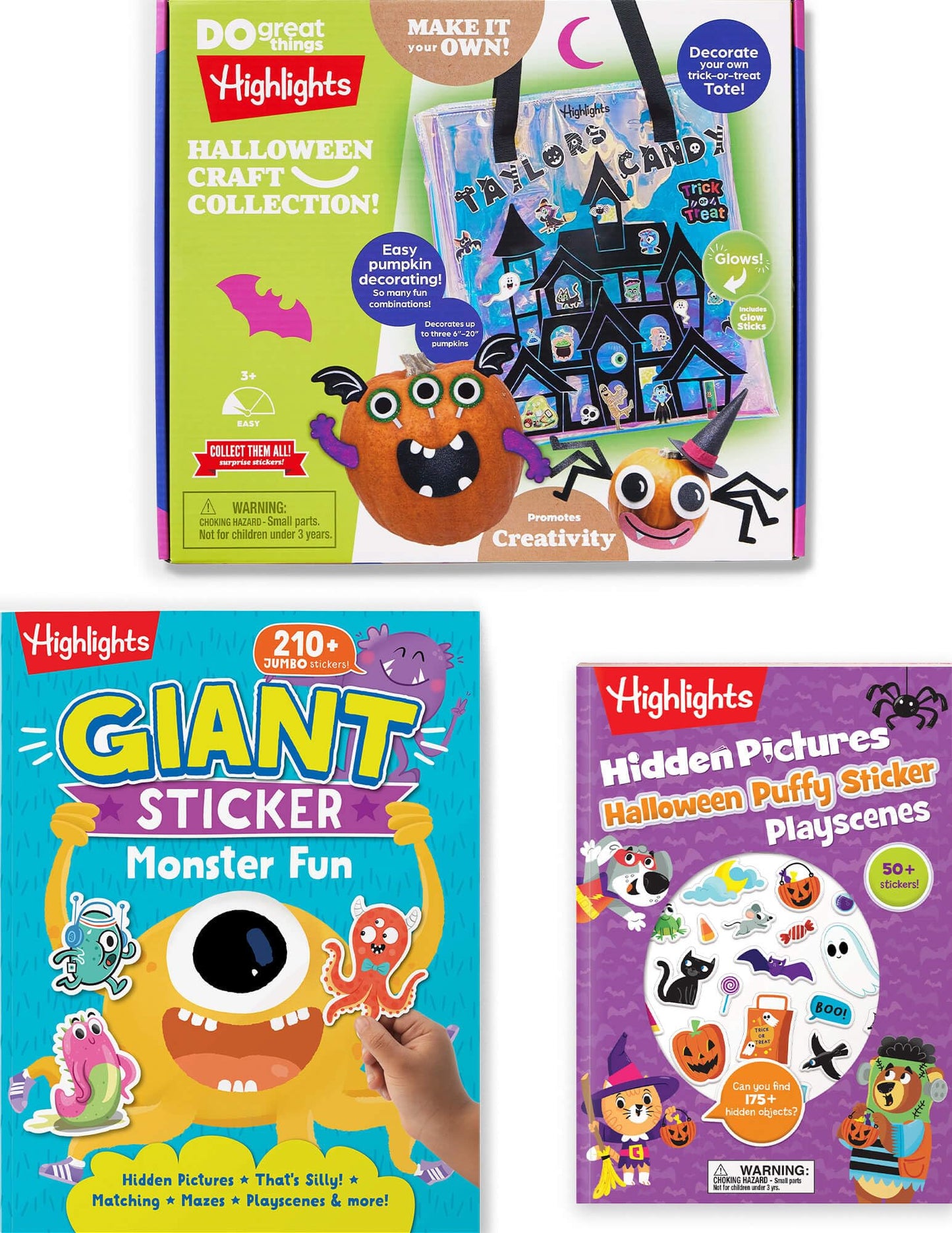 Highlights Halloween Craft Collection and Sticker Books Bundle for Kids 3+