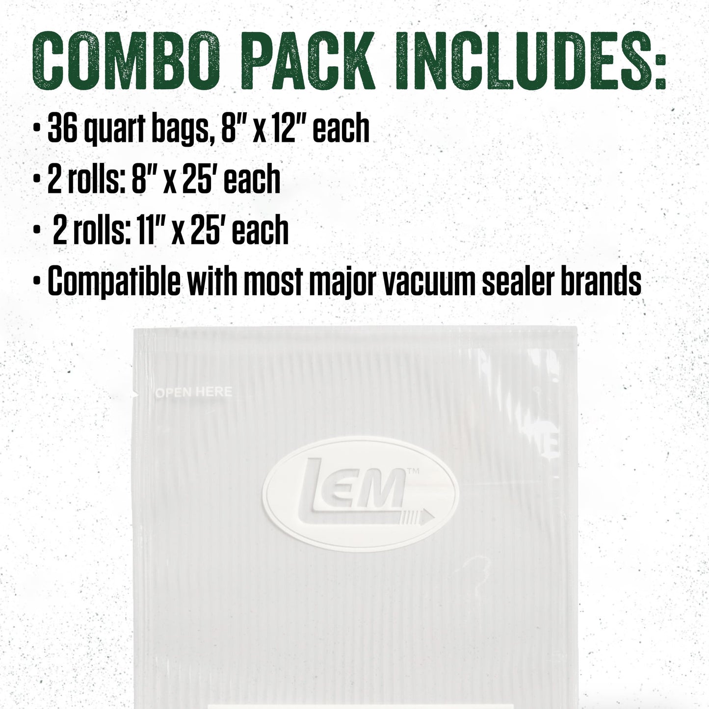LEM Products MaxVac Combo Pack of Vacuum Sealer Bags and Rolls, Compatible with Major Vacuum Sealer Brands