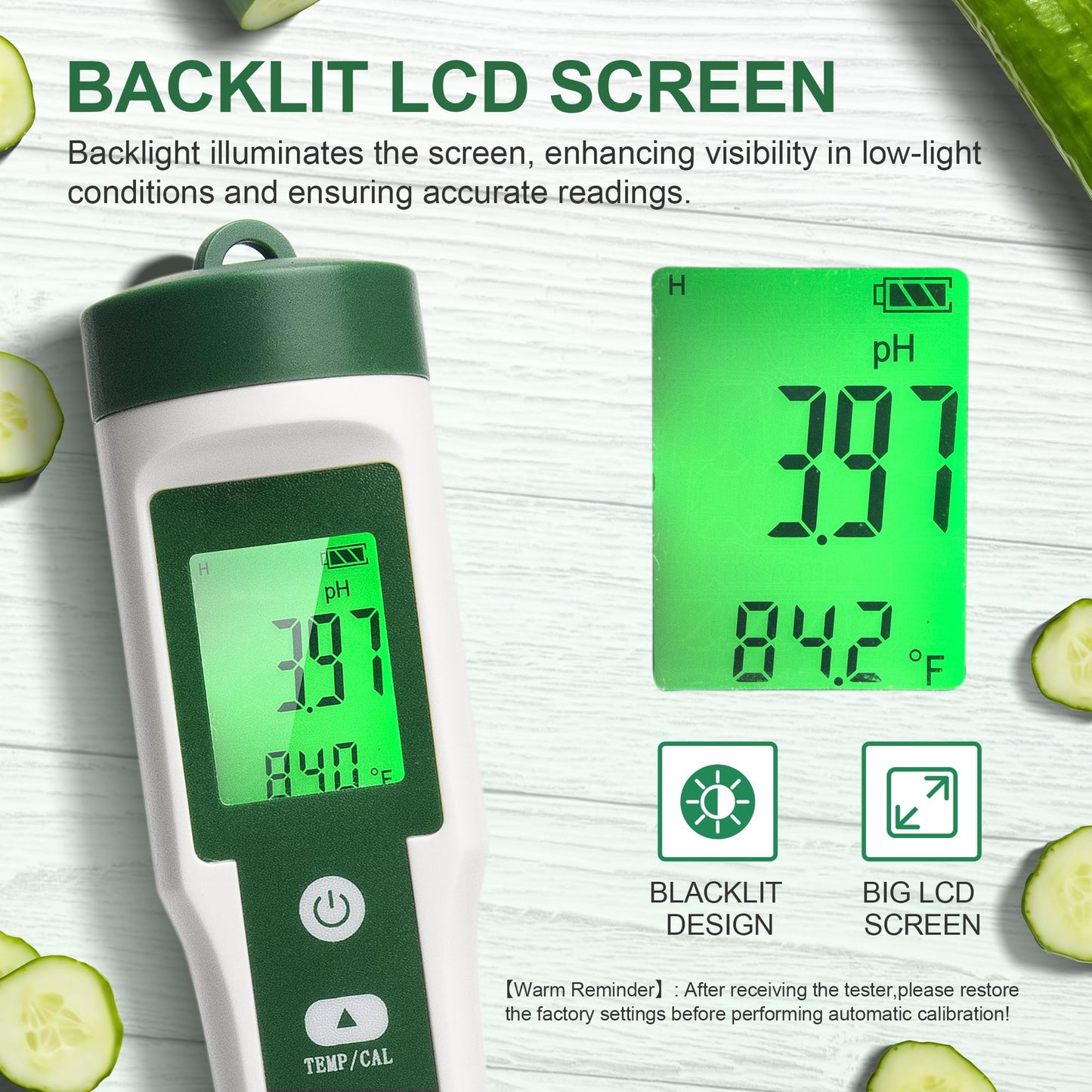 RAINLEOTI Digital pH Meter for Food, Food pH Tester with 2 pH Probe for Fermented Foods Dough