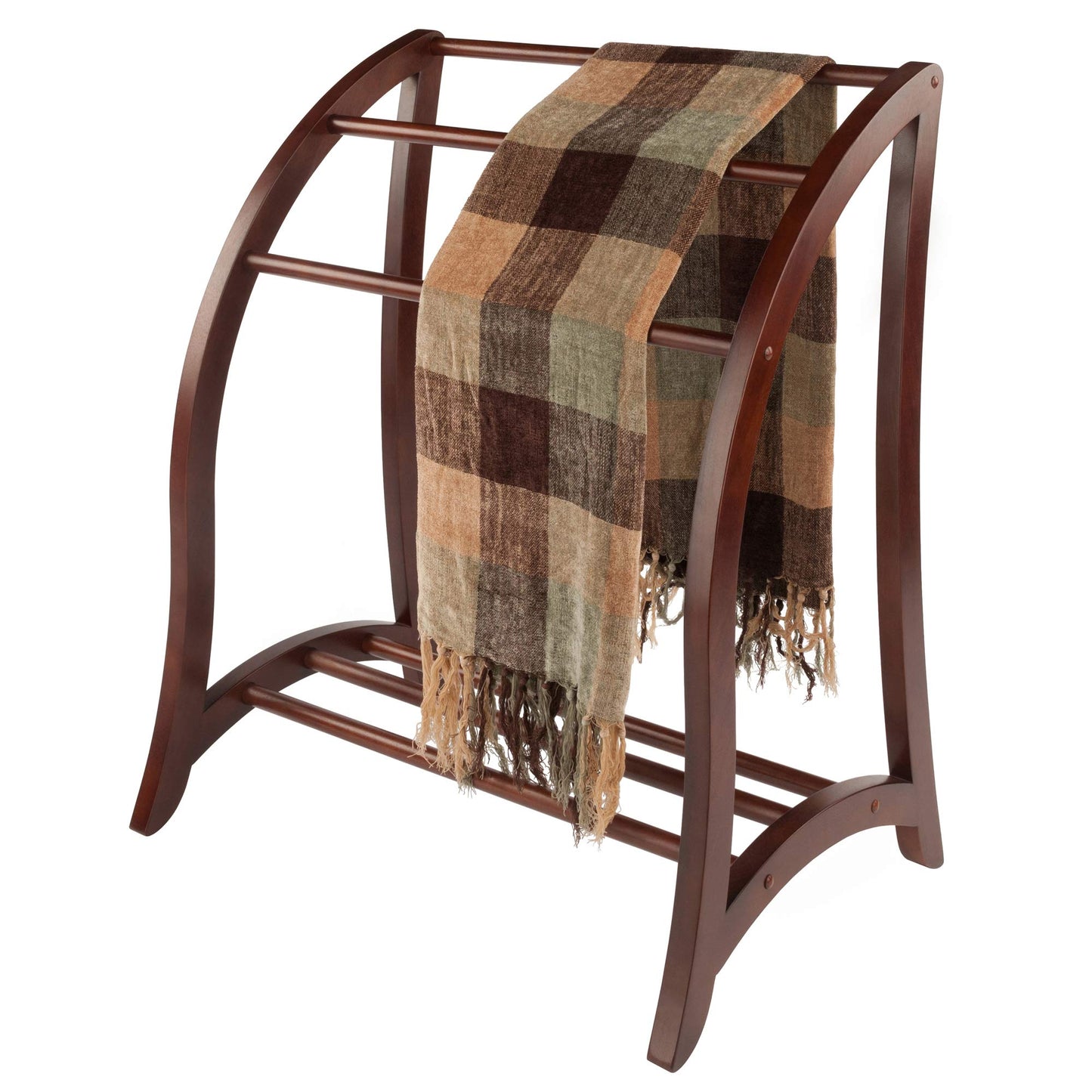Winsome Wood Quilt Rack With 3 Rungs, Antique Walnut (94036)