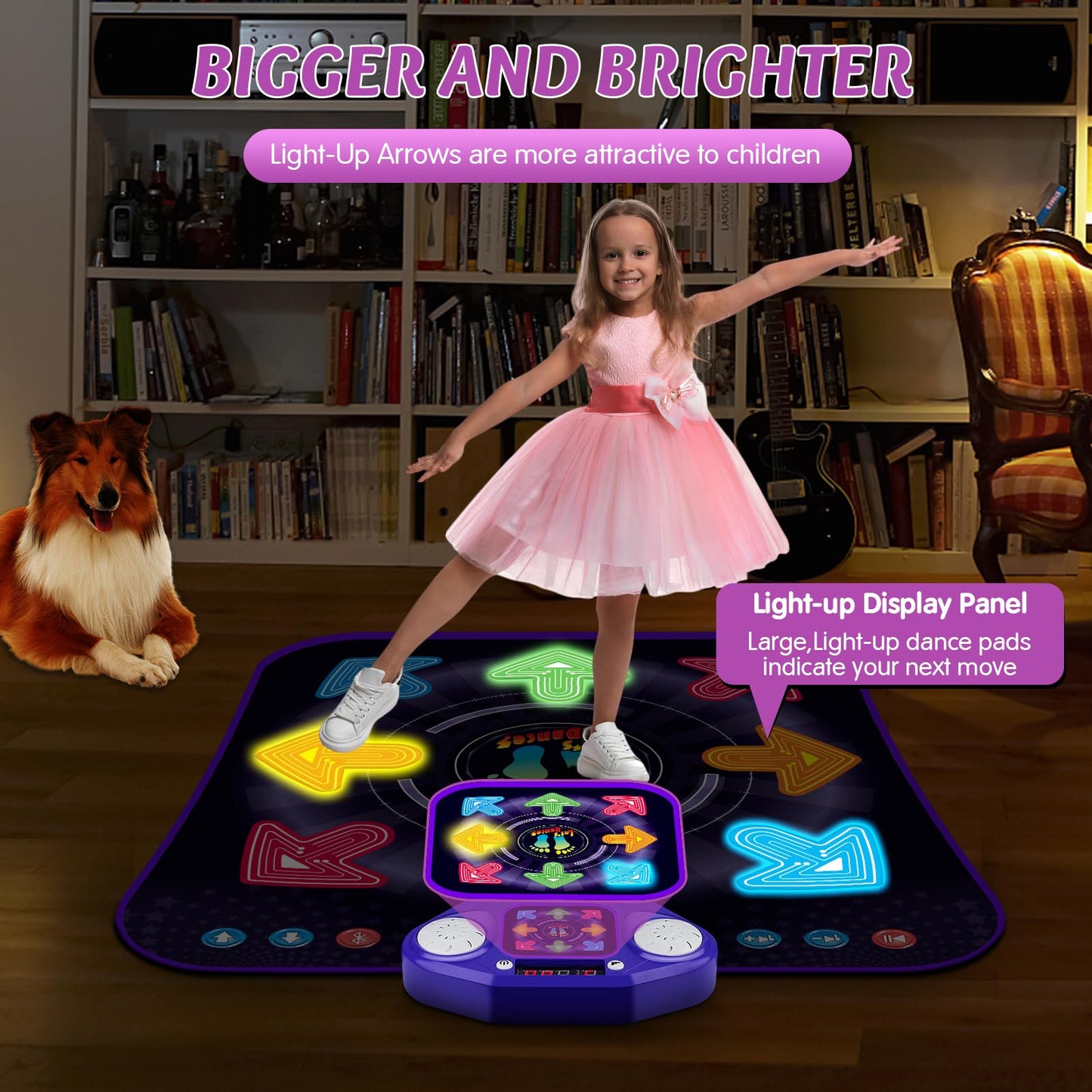Dance Mat Toys for 3-12 Year Old Girls & Boys, Dance Mats with Light Up 8-Buttons & Wireless Bluetooth, Music Dance Toy with 5 Modes Game, Birthday Xmas Gifts for 3 4 5 6 7 8 9 10+ Year Old Girls Boys