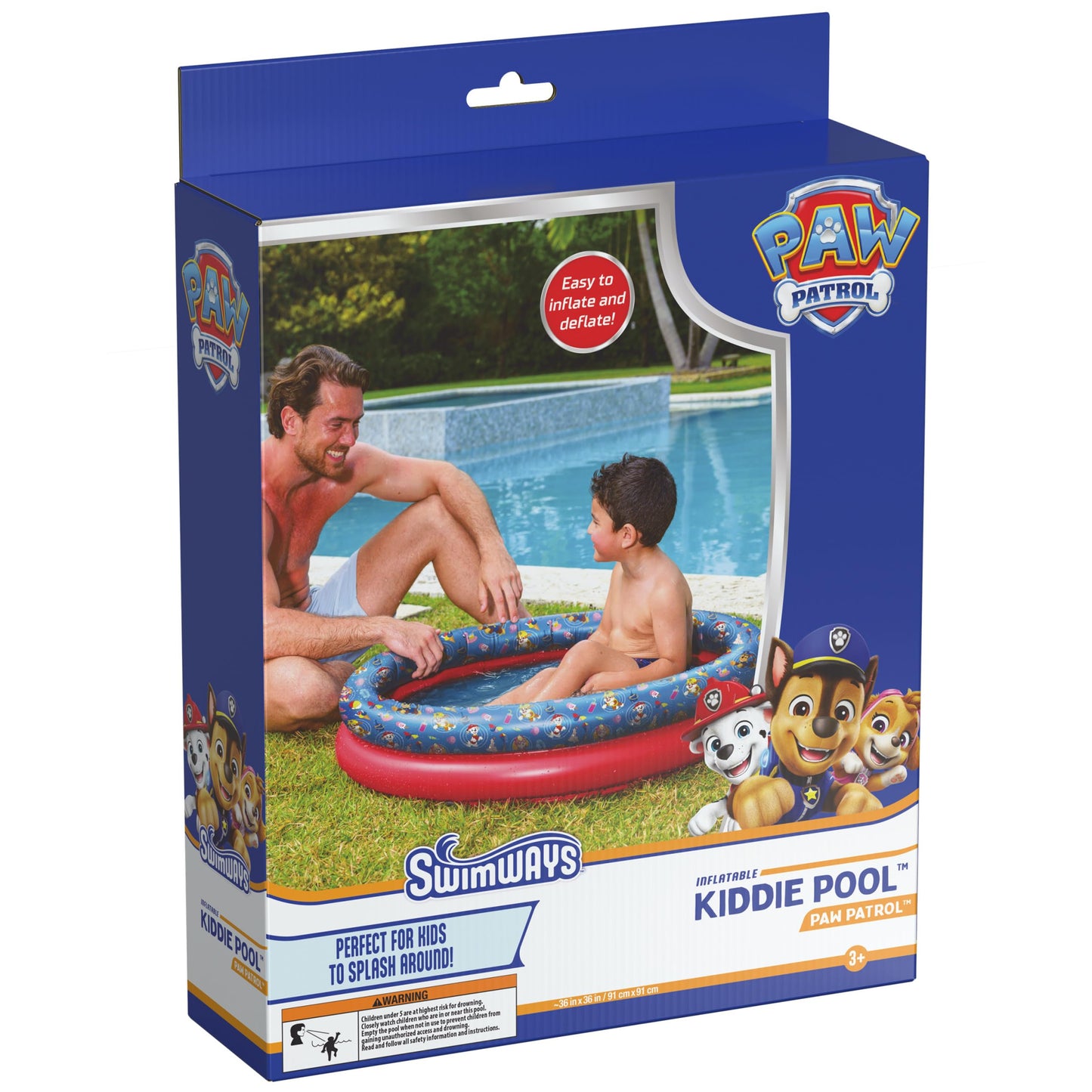 Swimways Paw Patrol Kiddie Pool, Inflatable Above Ground Pool & Outdoor Toys, Paw Patrol Party Supplies & Pool Toys for Kids Aged 3 & Up
