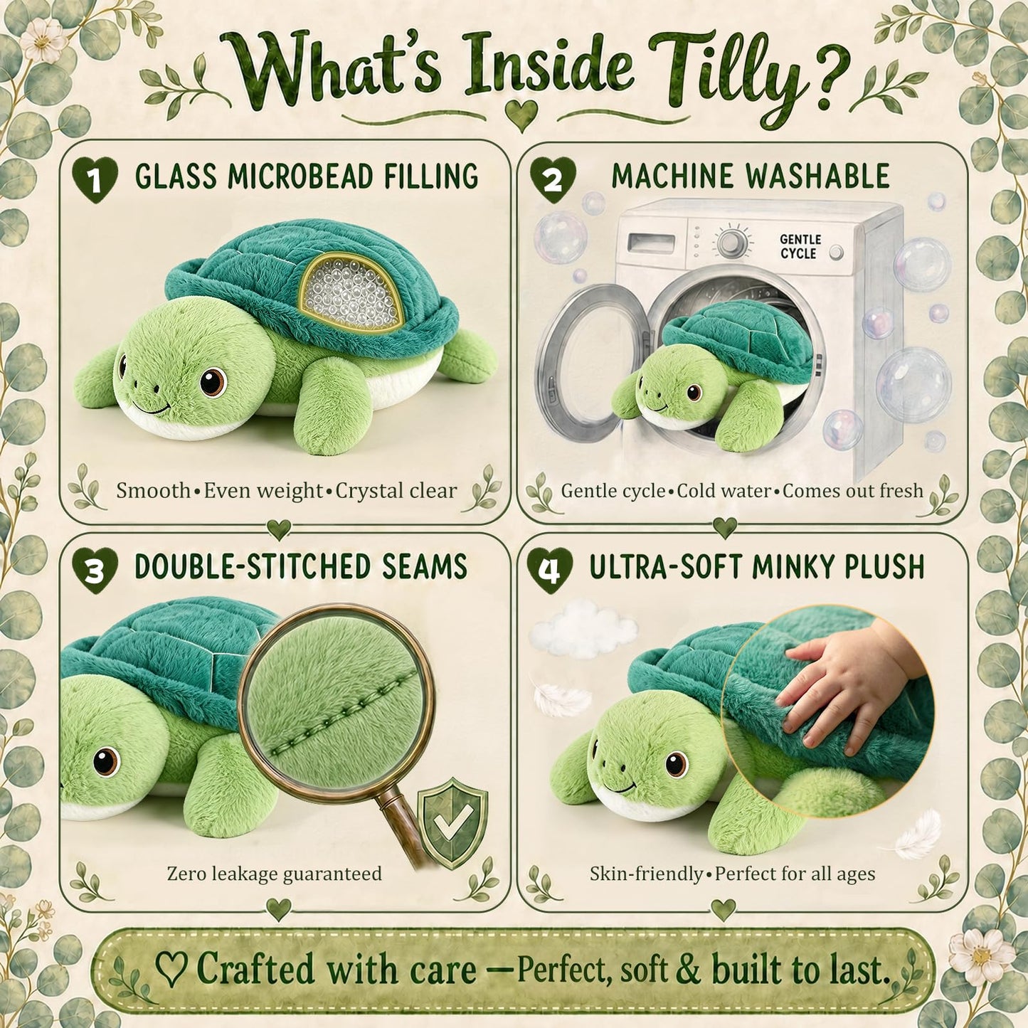 gnomantic Turtle Weighted Stuffed Animals - 28 Inch 5.0 Pounds Weighted Plushies Sea Turtle Stuffed Animal - Large Tortoise Plush Pillow - Cute Plush Toy Gifts for Kids & Adults (Green)